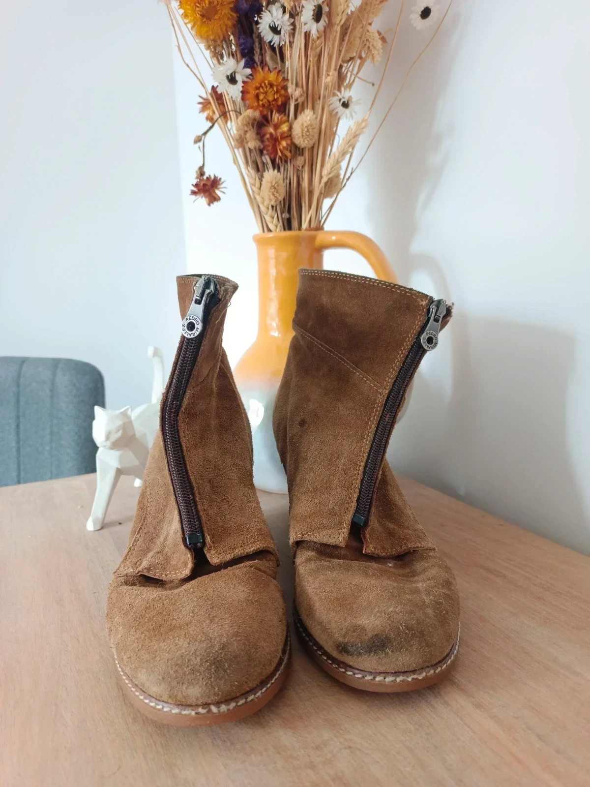 Pedro Miralles Suede Ankle Boots Botines Cuña Piel Ante Brown Chic – Pedro Miralles – taille 39 2