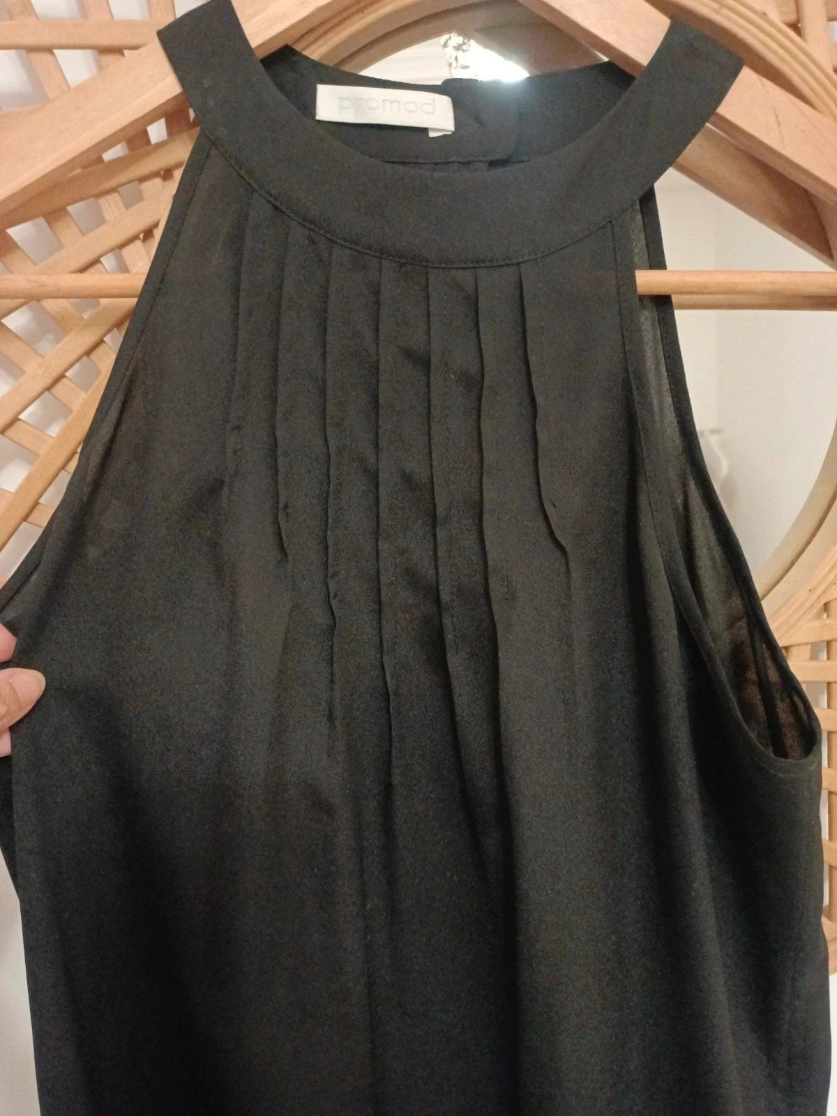 Vestido de fiesta de tirantes negro con flecos – Promod – taille S / 36 / 8 4