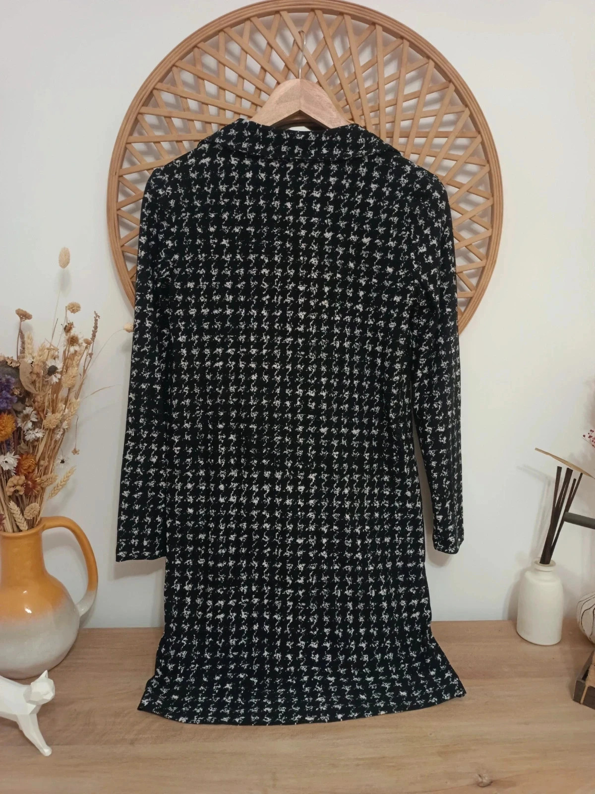 Vestido Mango estampado black & white XS-S amplio estilo minimal chic – Mango – taille XS / 34 / 6 4