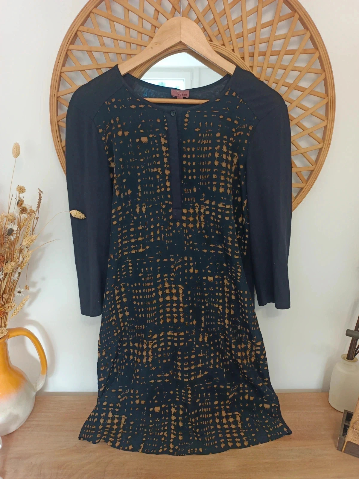 Vestido Trucco EUR 36 – printed dress navy gold – blusón elegante mujer – Trucco – taille S / 36 / 8 2