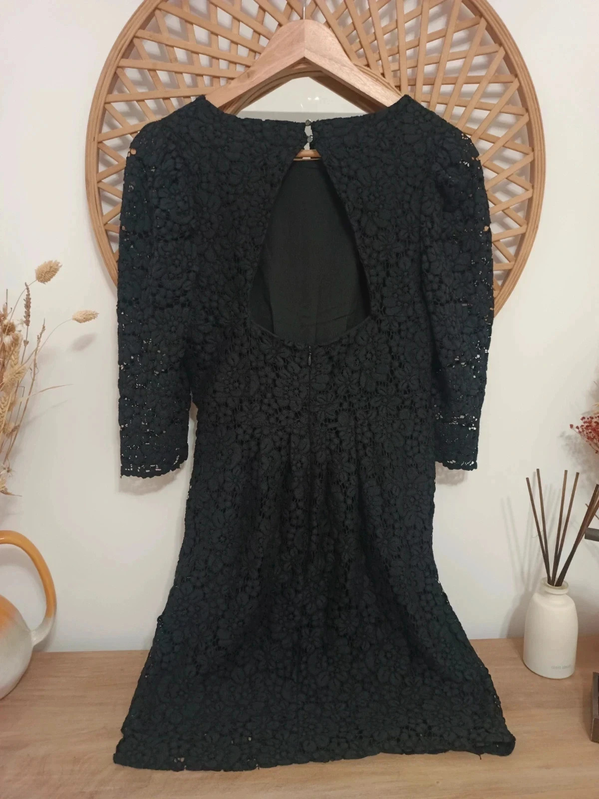 Vestido negro de encaje floral de la marca Camaïeu, talla S – Camaïeu – taille S / 36 / 8 5