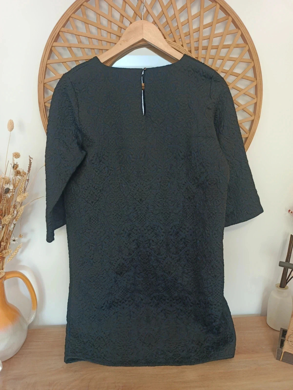 Vestido NKN Nekane negro jacquard relieve escote V talla M hecho en Francia – NKN Nekane – taille M / 38 / 10 4