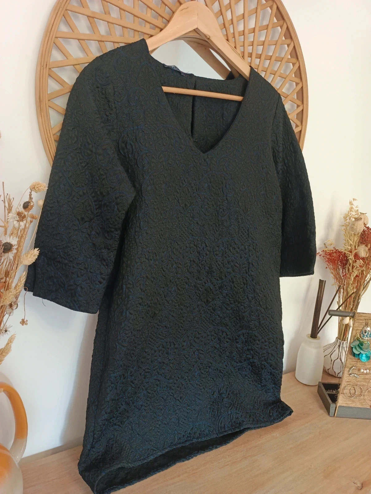 Vestido NKN Nekane negro jacquard relieve escote V talla M hecho en Francia – NKN Nekane – taille M / 38 / 10 3