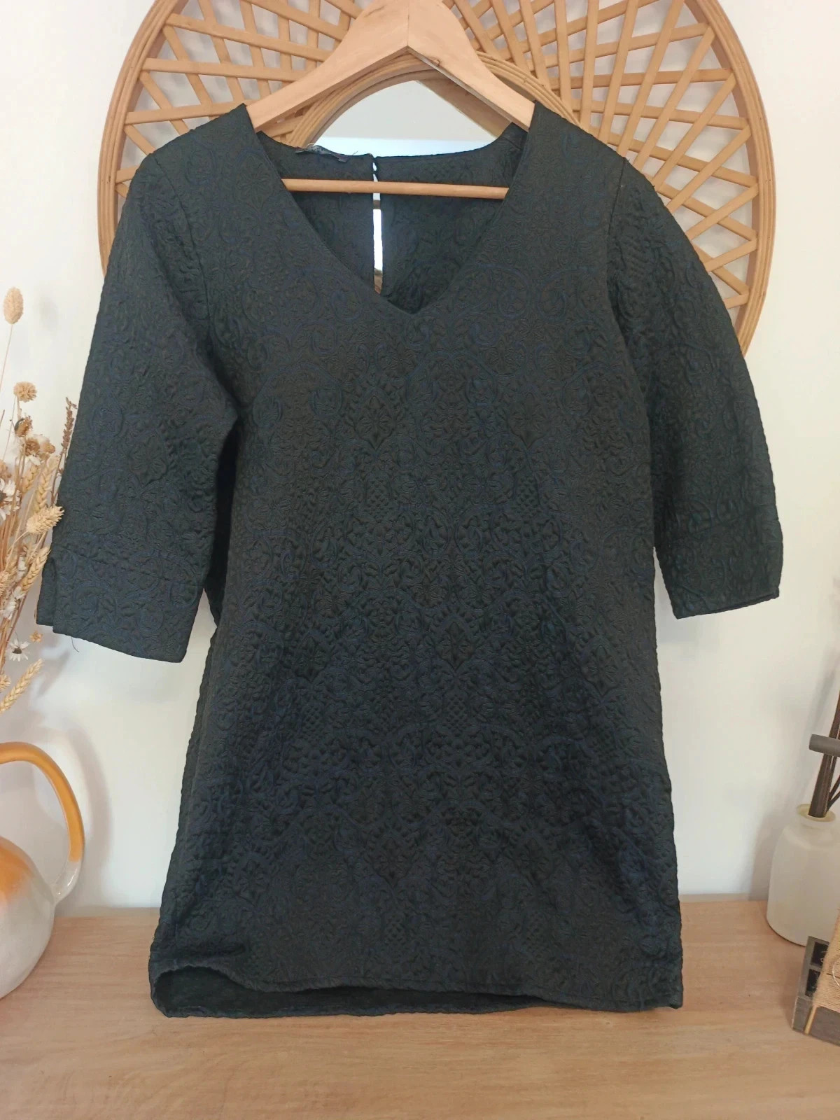 Vestido NKN Nekane negro jacquard relieve escote V talla M hecho en Francia – NKN Nekane – taille M / 38 / 10 2