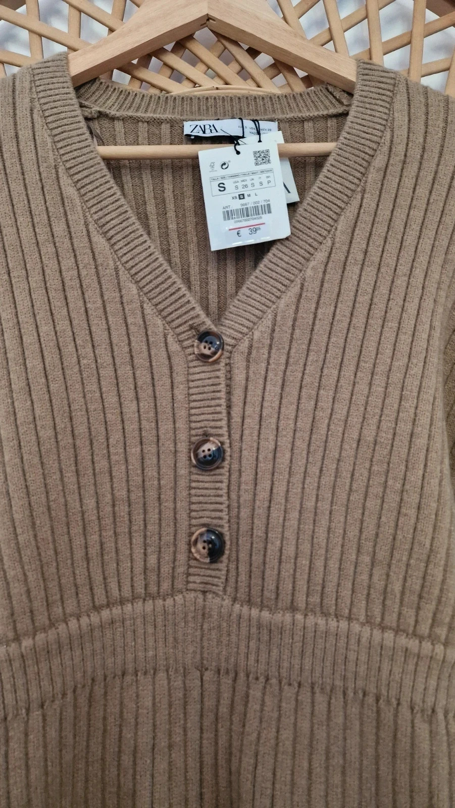 Mono otoño-invierno Zara Marrón Camel Punto Canalé · Brown Knit Romper · Combishort Maille · Talla S – Zara – taille S / 36 / 8 5