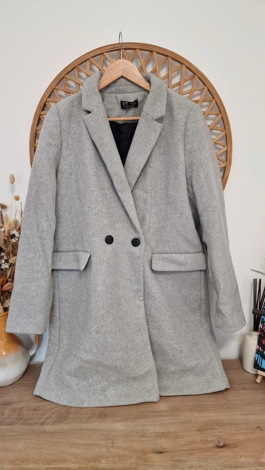 Abrigo Zara TRF gris lana talla L · Grey Wool Coat · Manteau Laine Gris – Zara Trafaluc – taille L / 40 / 12 2