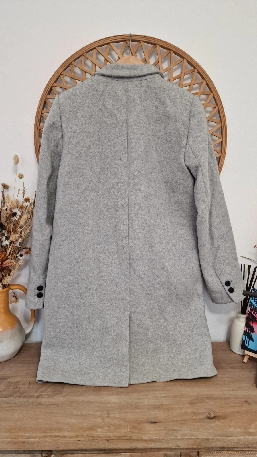 Abrigo Zara TRF gris lana talla L · Grey Wool Coat · Manteau Laine Gris – Zara Trafaluc – taille L / 40 / 12 4