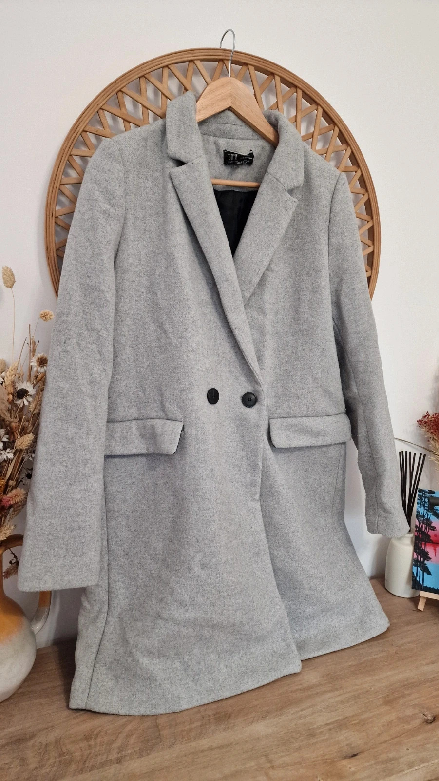 Abrigo Zara TRF gris lana talla L · Grey Wool Coat · Manteau Laine Gris – Zara Trafaluc – taille L / 40 / 12 3