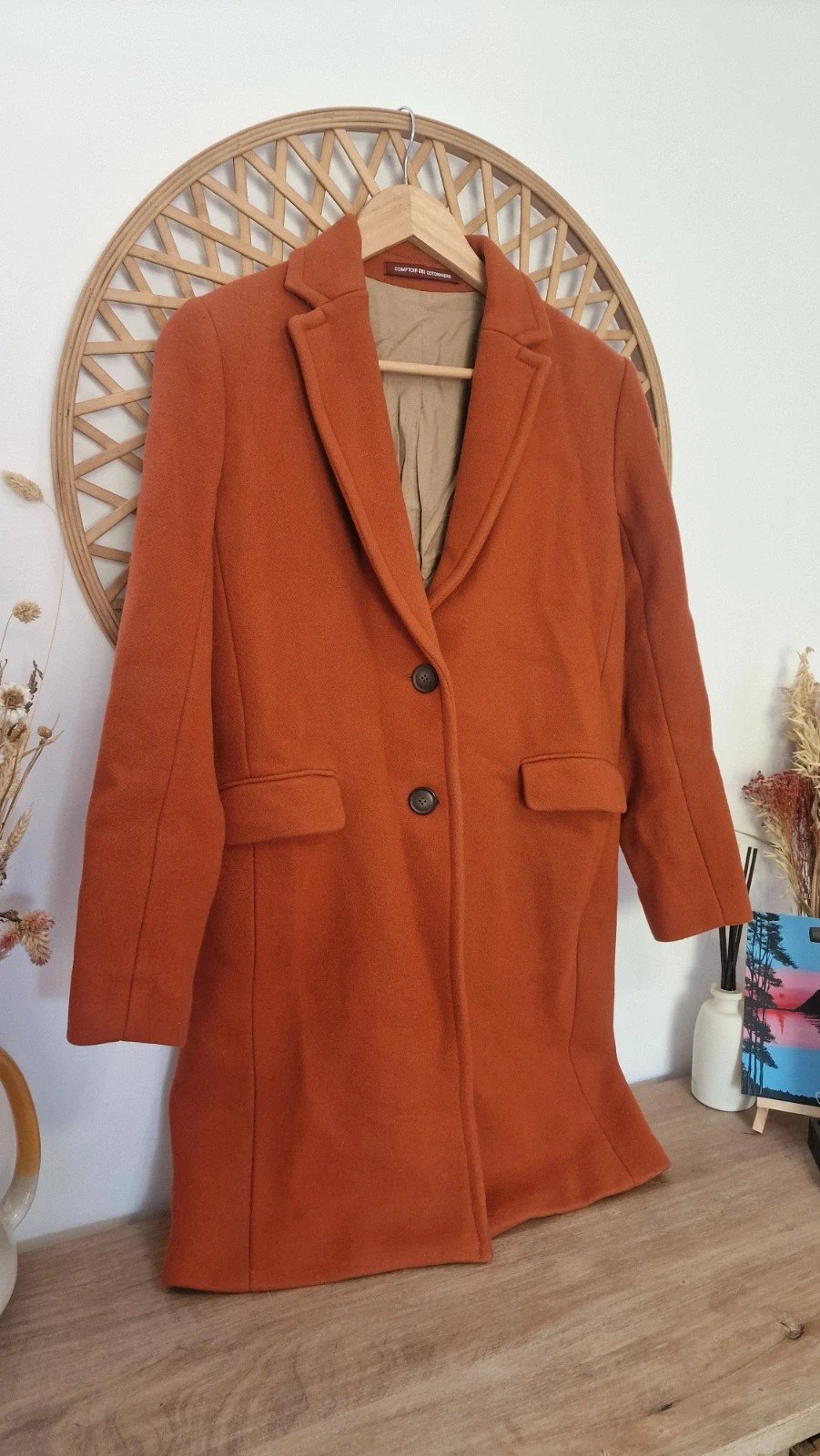 Abrigo Comptoir des Cotonniers lana cachemir teja · Wool Cashmere Coat · Manteau Laine – Comptoir des Cotonniers – taille XS / 34 / 6 3