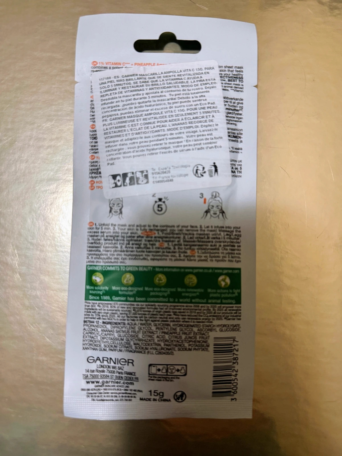 🍍Garnier SkinActive Vitamin C + Pineapple Ampoule Sheet Mask | nueva mascarilla anti-fatiga🍍 – Garnier 2