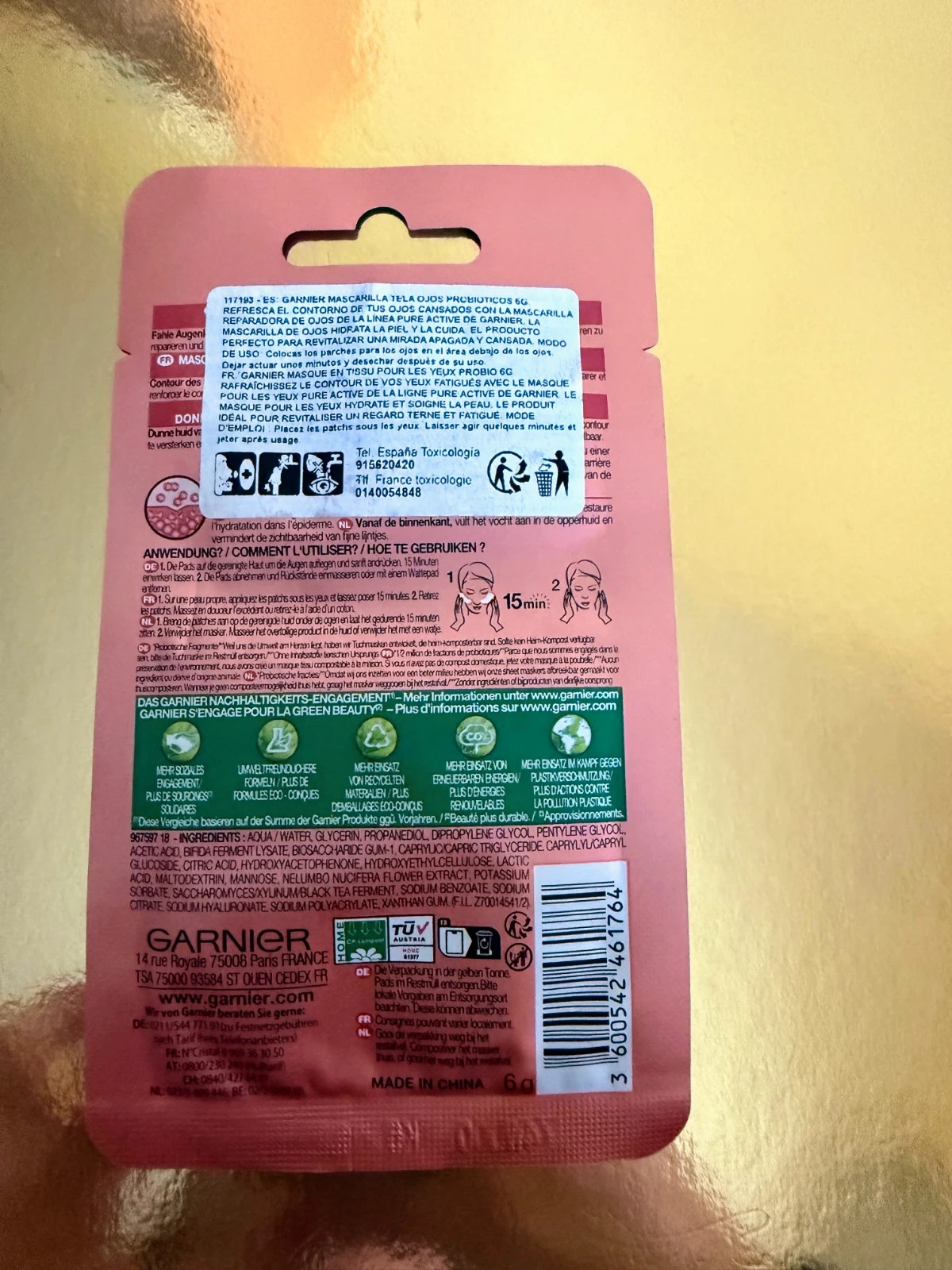 💖Garnier SkinActive Mascarilla Ojos Reparadora con Probióticos – Nueva sin abrir💖 – Garnier 2