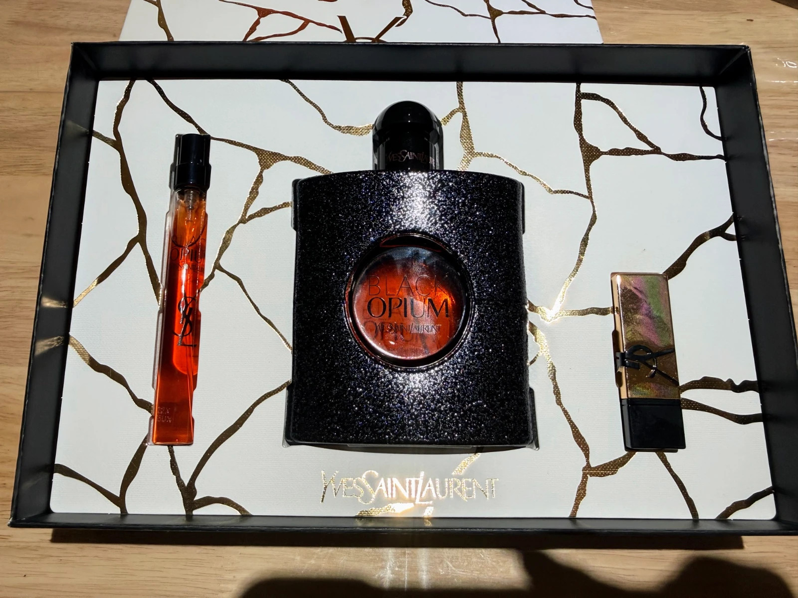 💖Yves Saint Laurent Black Opium Pack Perfume 90 ml + Mini 10 ml + Labial – Nuevo