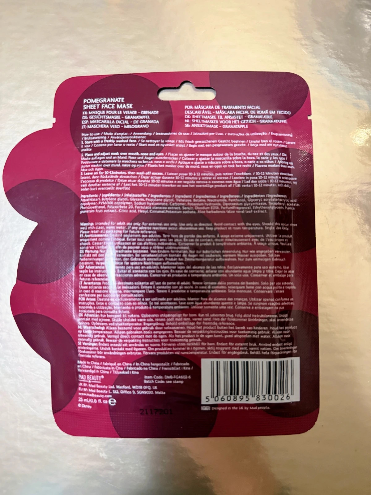 🌟Disney Minnie Mouse Face Mask Pomegranate | nueva mascarilla facial en tejido🌟 – Disney 2