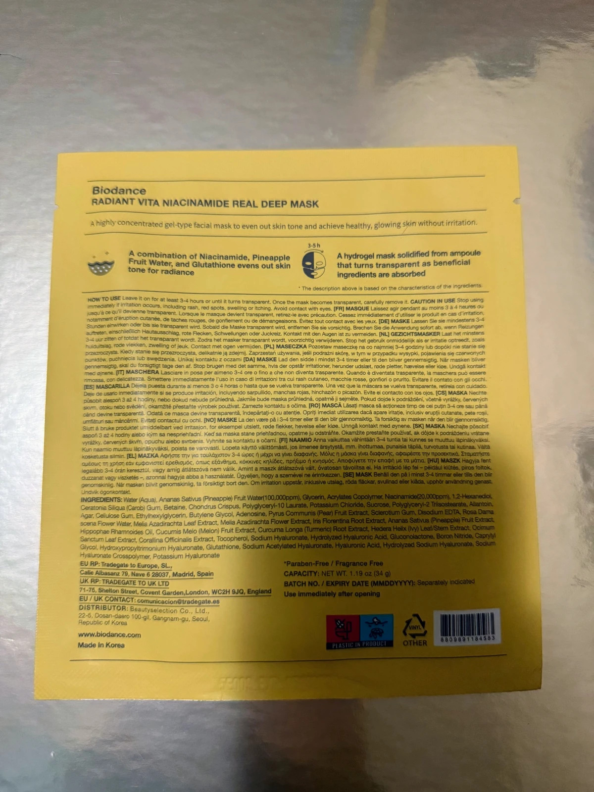 🌿Biodance Radiant Vita Niacinamide Real Deep Mask 34g | nueva mascarilla facial🌿 – Biodance 2