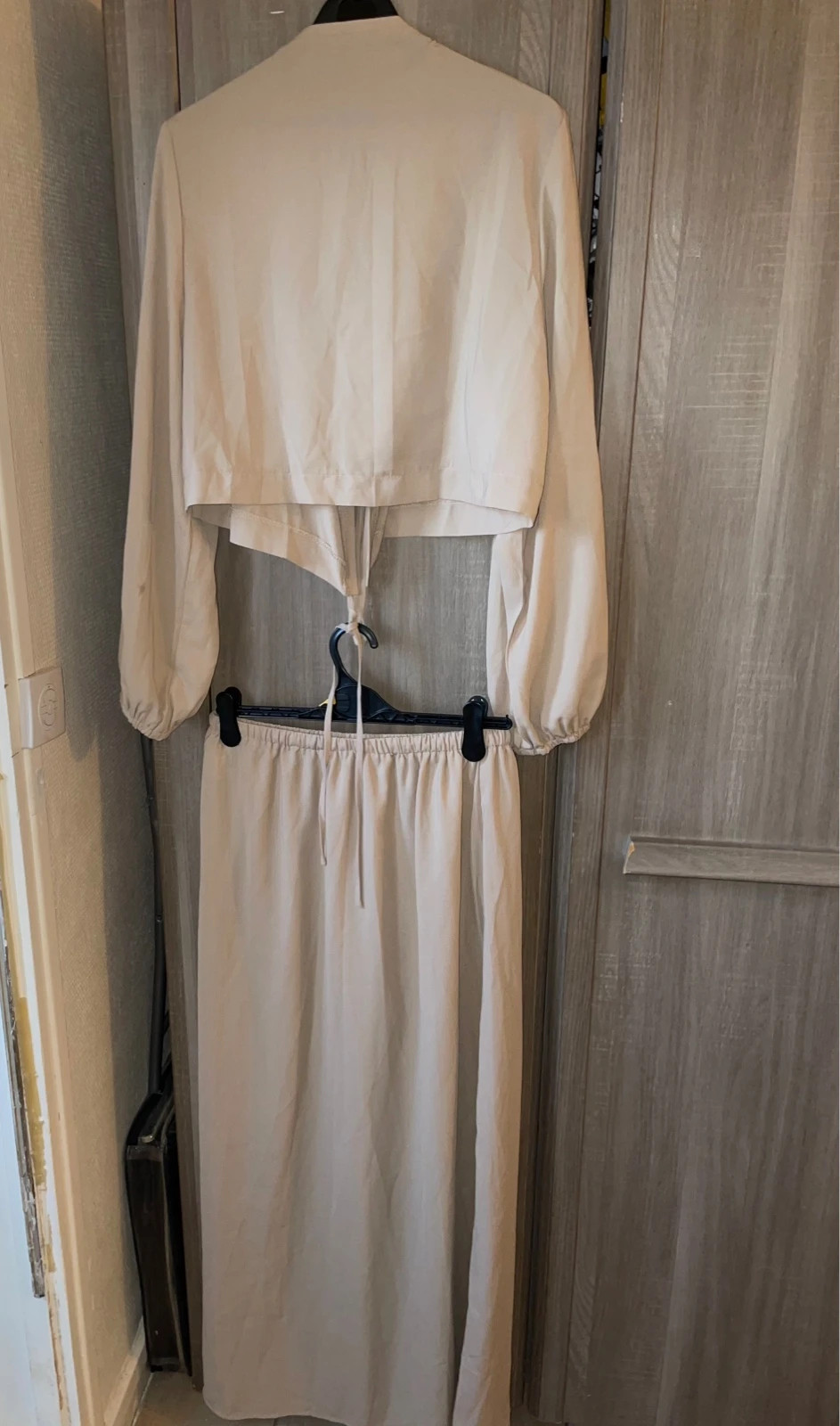Ensemble 2 pièces fluide beige (Top à nouer + Jupe longue) Style Bohème Chic Taille M – La Redoute – taille M / 38 / 10 2