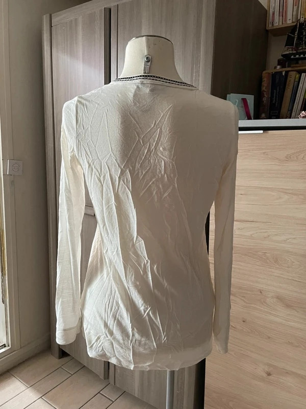 Blouse Bohème Brodée – Blanc Cassé & Noir – Noir – taille S / 36 / 8 4