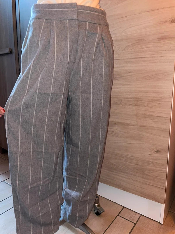 Pantalon large fluide à motifs géométriques en laine – Style bohème chic