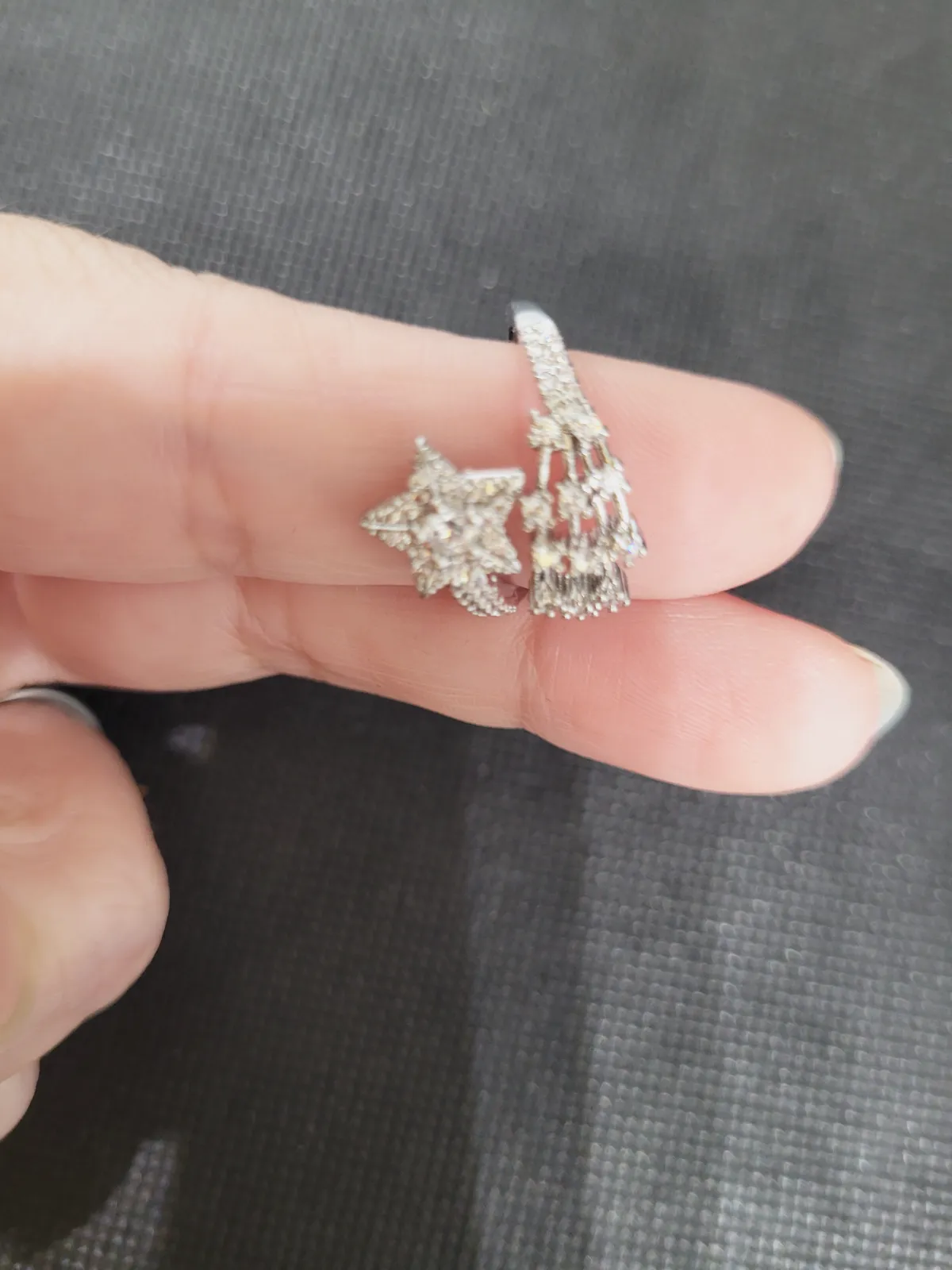 Bague en acier inoxydable couleur argent ajustable – Autre – taille 46 2