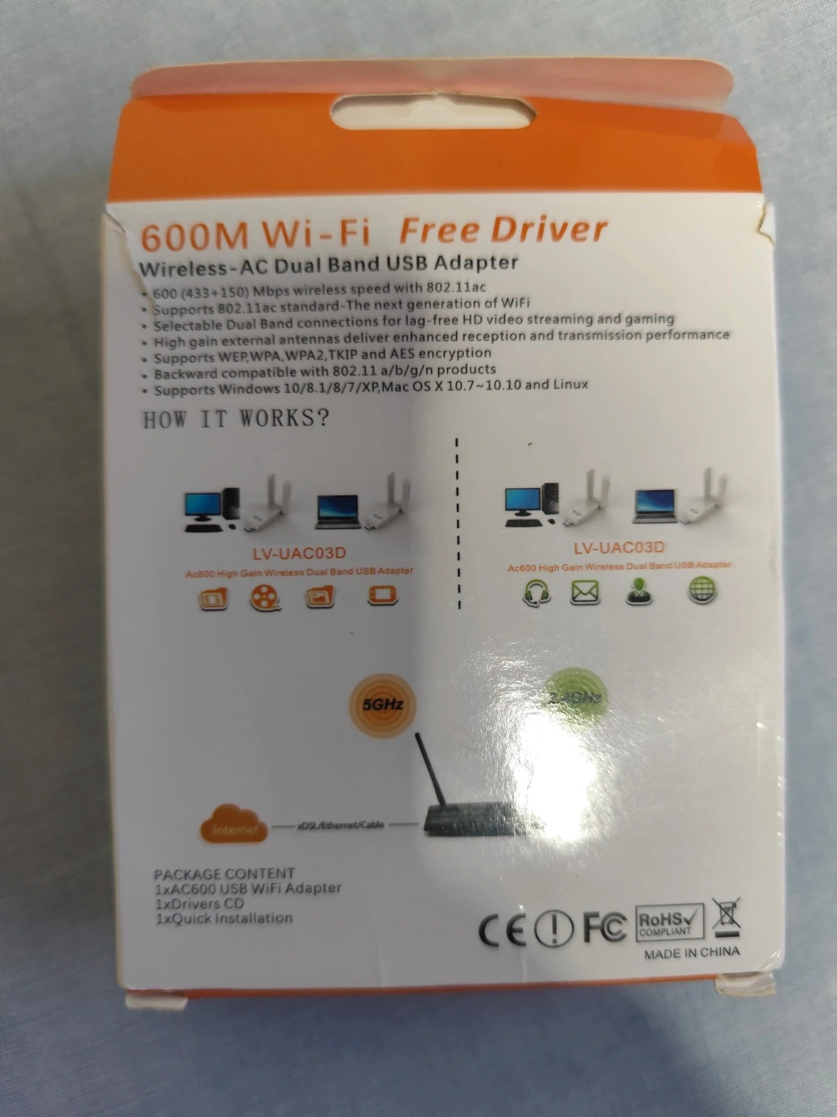 Adaptador Wi-Fi USB Doble Banda Pix-Link 600M – pix link 5