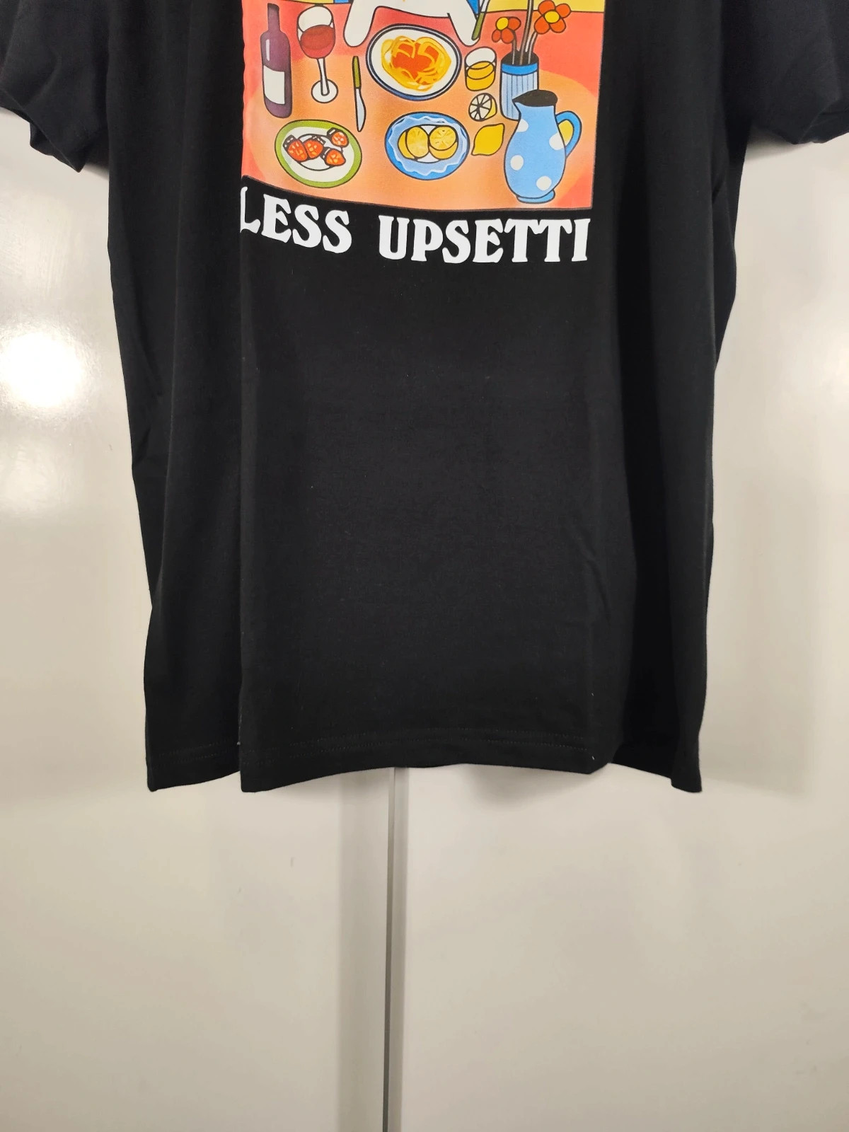 Camiseta Negra con Estampado "More Spaghetti Less Upsetti" 3XL – taille XXXL 4