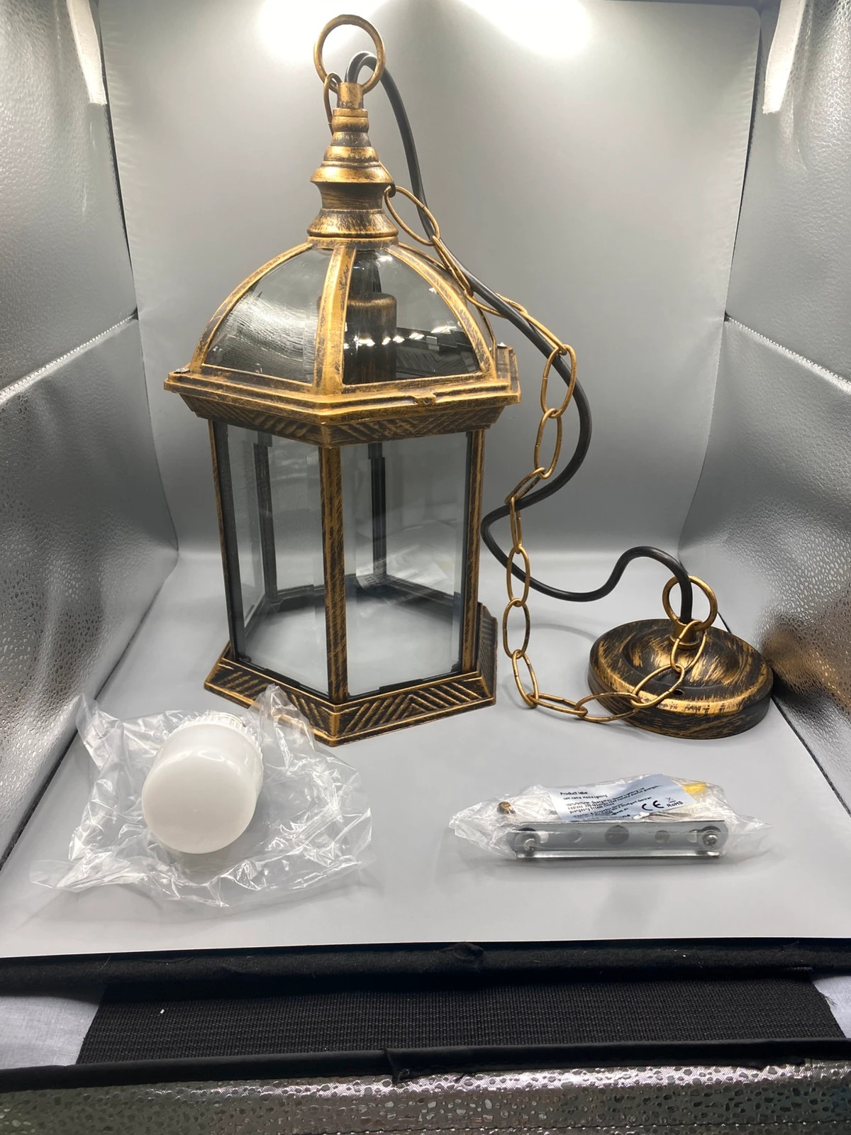 Farol colgante retro dorado y transparente -Nuevo 2