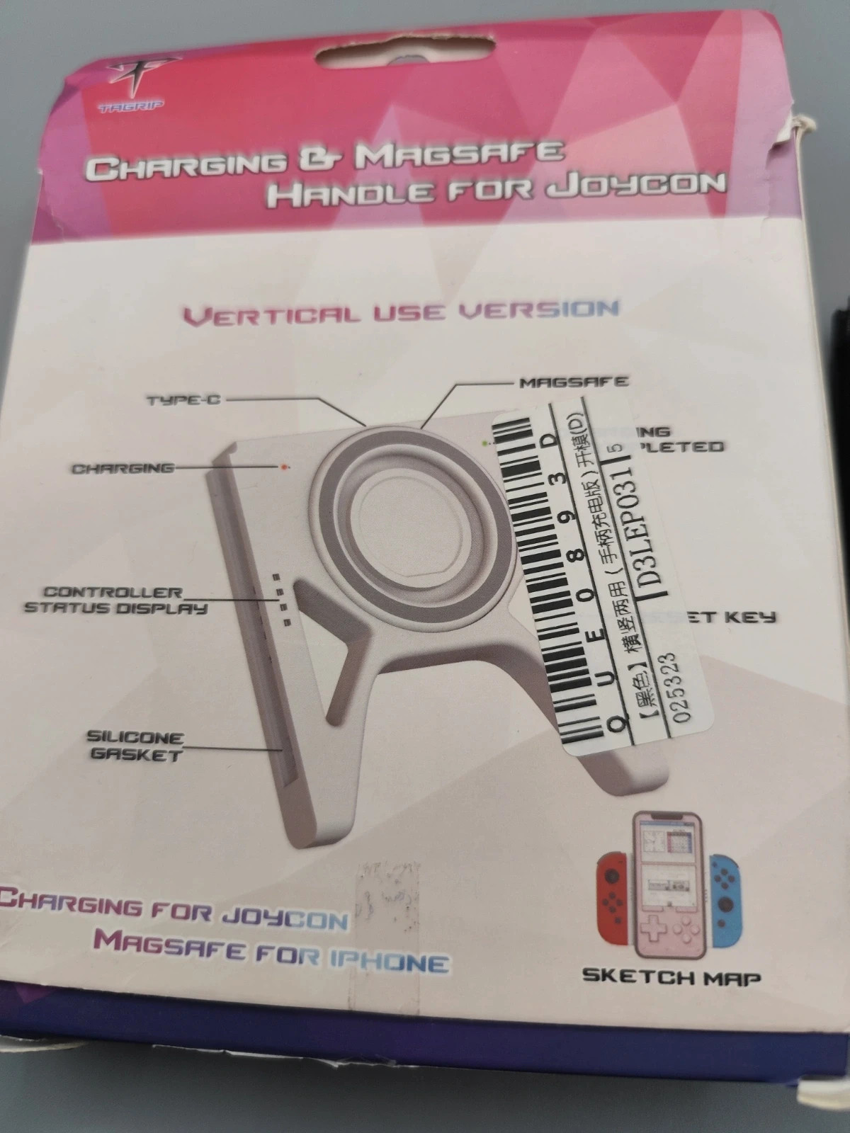 Mango de carga magnético con soporte para los Joy-Con de Nintendo Switch 3