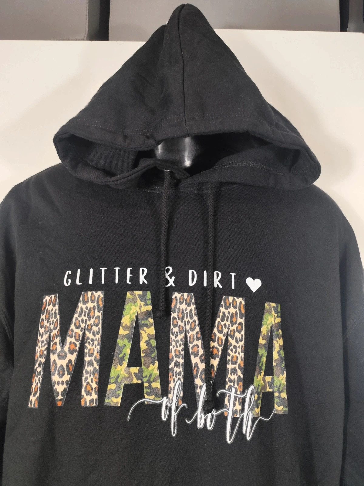 Sudadera Negra Capucha "Glitter & Dirt Mama of both" XL – Just Hoods – taille XL / 42 / 14 2