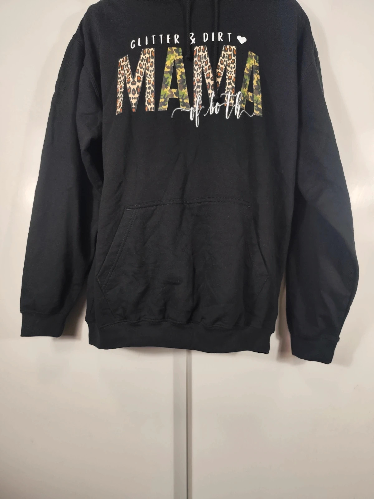 Sudadera Negra Capucha "Glitter & Dirt Mama of both" XL – Just Hoods – taille XL / 42 / 14 4