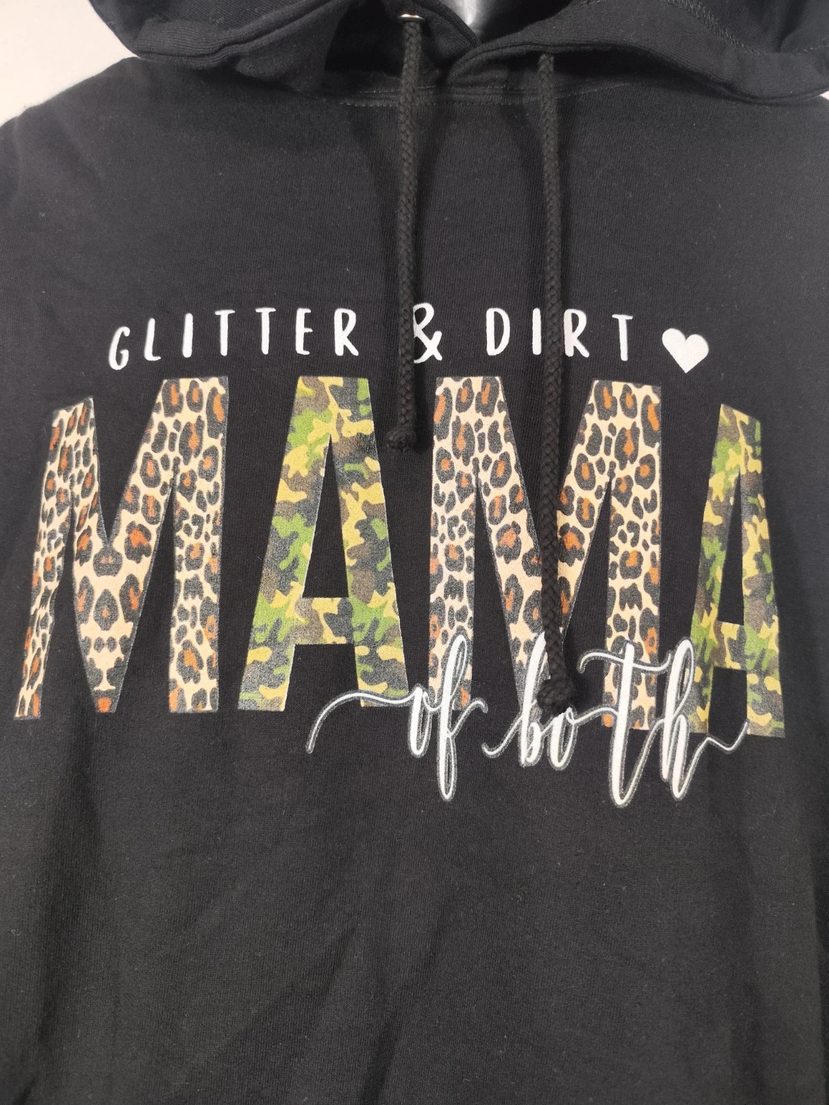 Sudadera Negra Capucha "Glitter & Dirt Mama of both" XL – Just Hoods – taille XL / 42 / 14 3