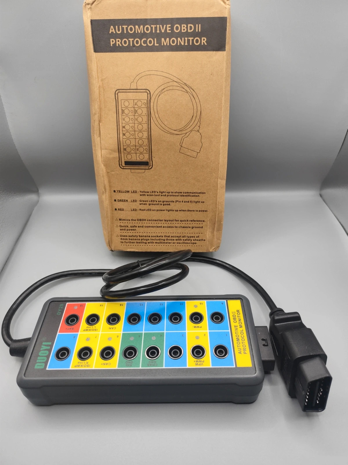 Monitor de protocolo automotriz OBDII de DUOYI (modelo DY29)