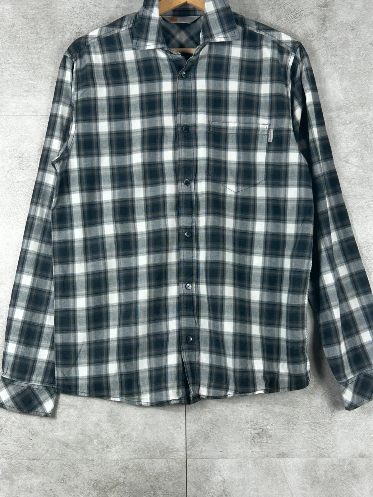 Carhartt homme chemise Huron taille S coton carreaux noir gris vintage workwear