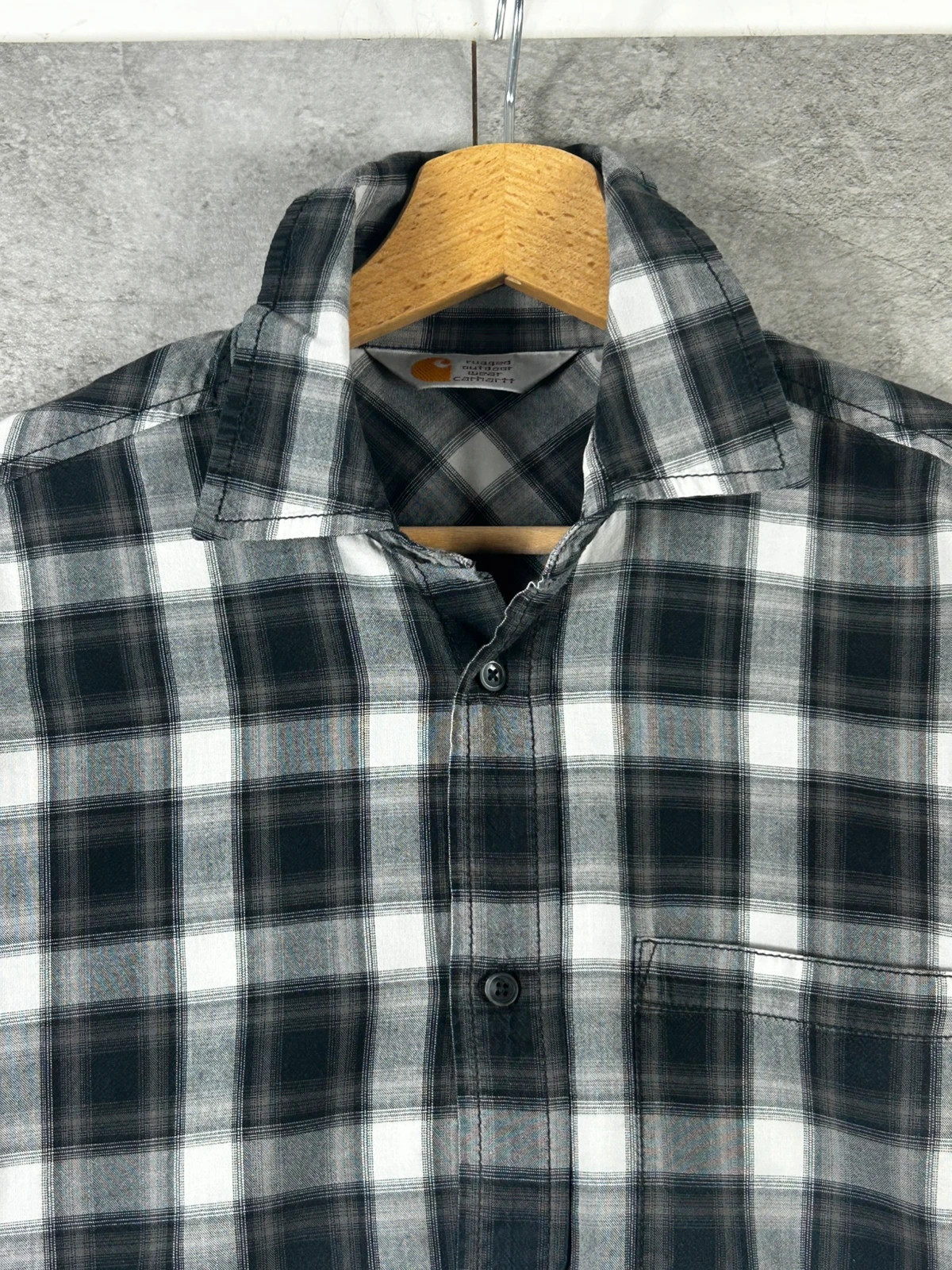 Carhartt homme chemise Huron taille S coton carreaux noir gris vintage workwear – Carhartt – taille S 3