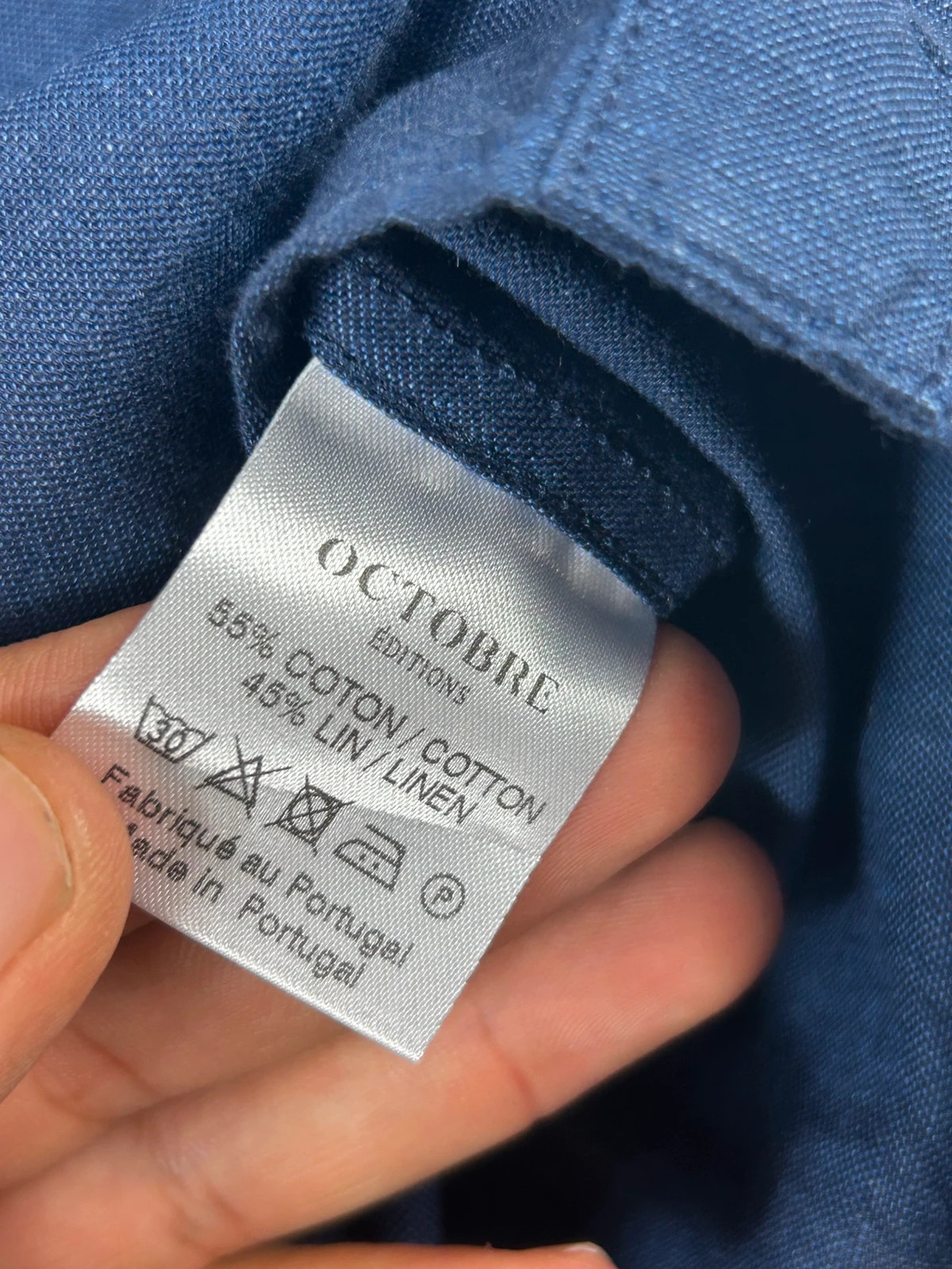 Octobre Éditions hommes chemise col officier taille XS coton lin bleu indigo – Octobre Editions – taille XS 5
