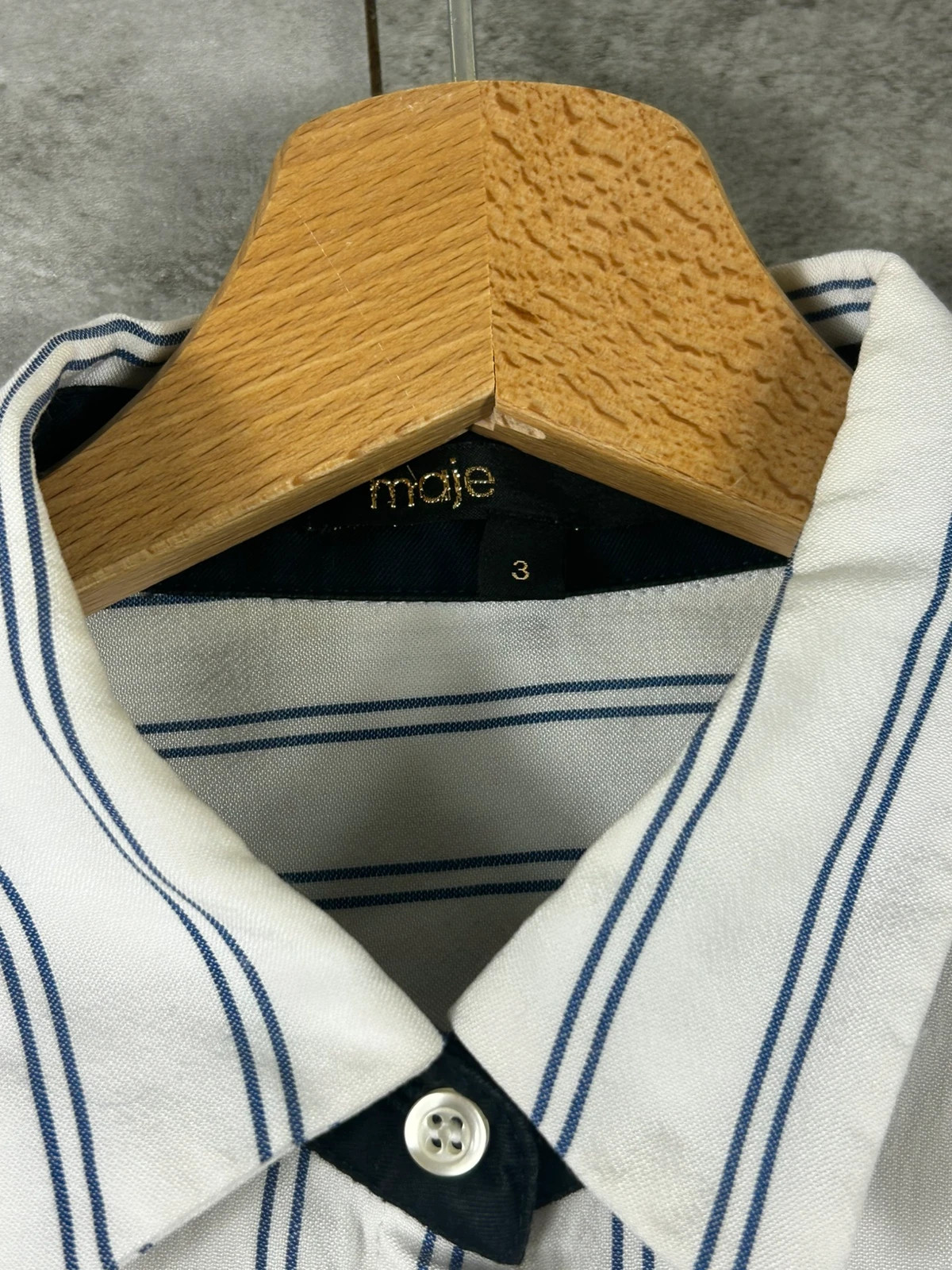 Maje femme chemise Galago taille 3 40 rayée viscose blanc bleu marine – Maje – taille L / 40 / 12 4
