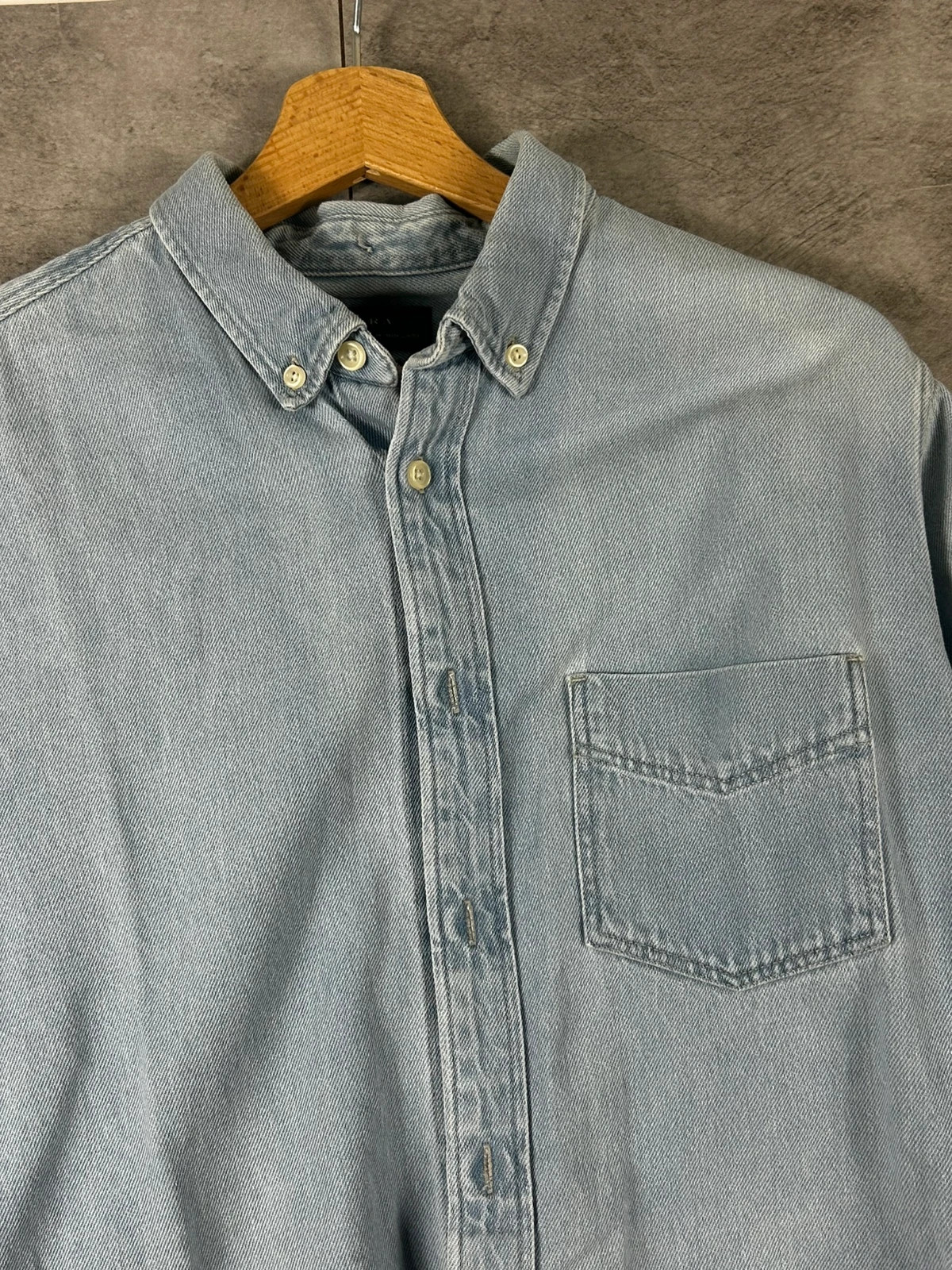 Zara homme chemise denim slim fit taille M bleu clair délavé casual – Zara – taille M 3