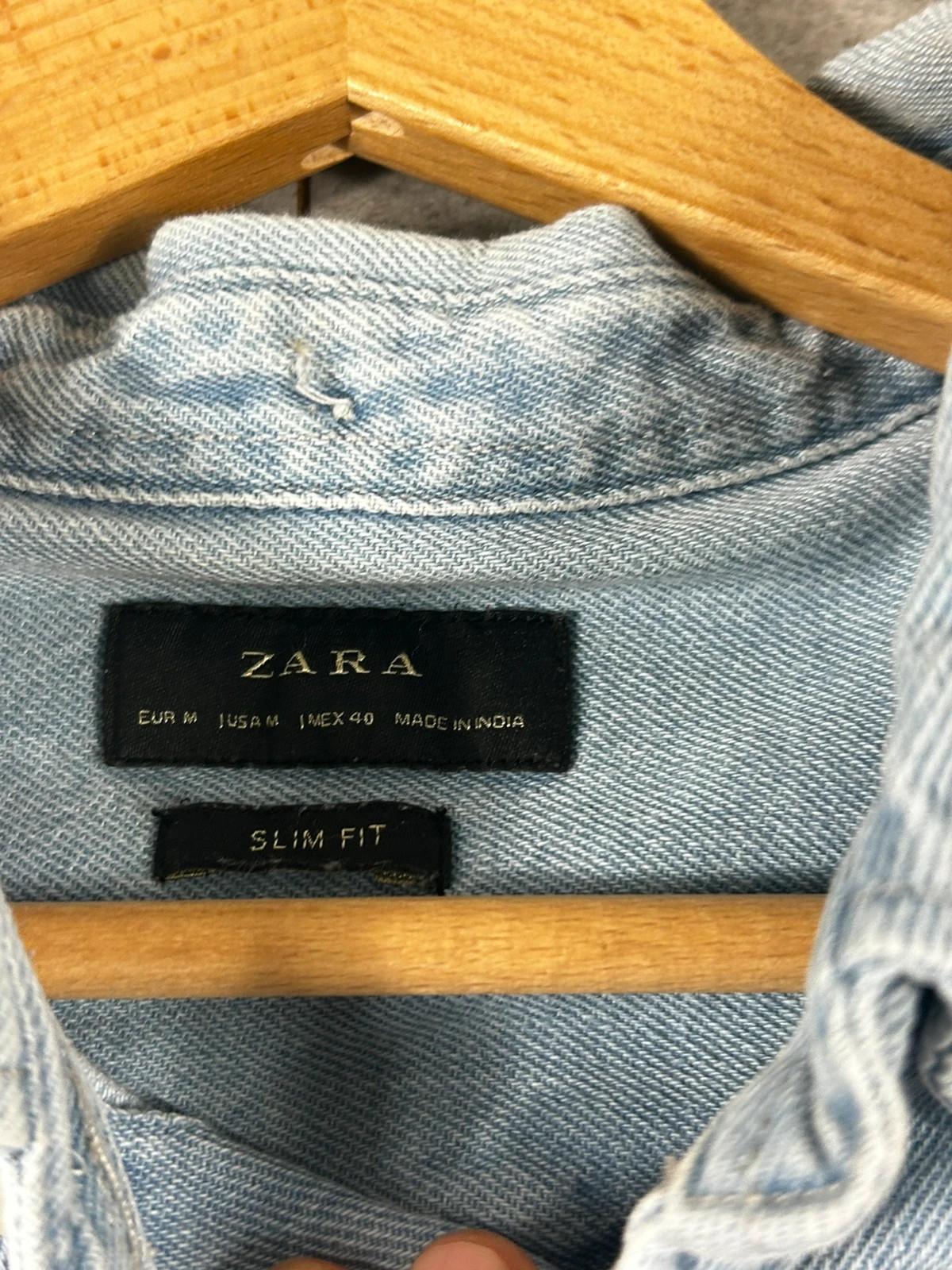 Zara homme chemise denim slim fit taille M bleu clair délavé casual – Zara – taille M 4