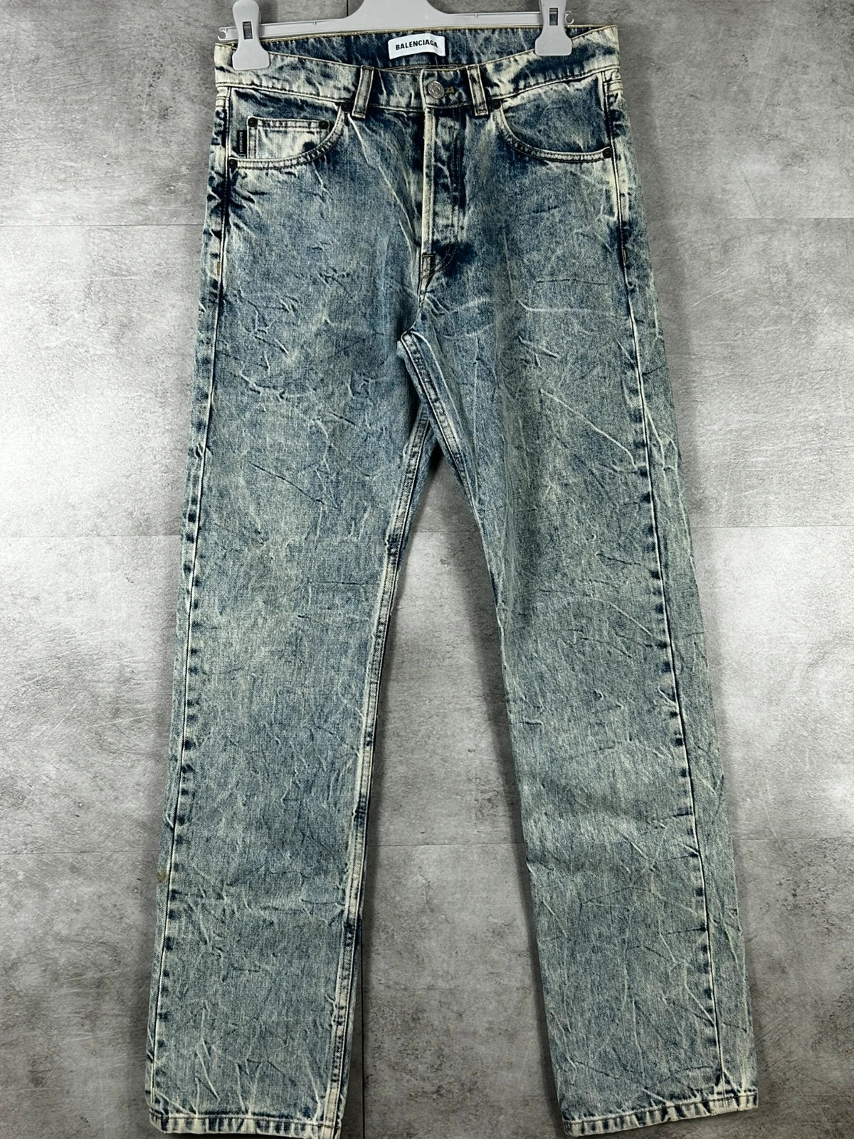 Balenciaga homme jean straight taille 26 FR34 denim coton acid wash bleu clair