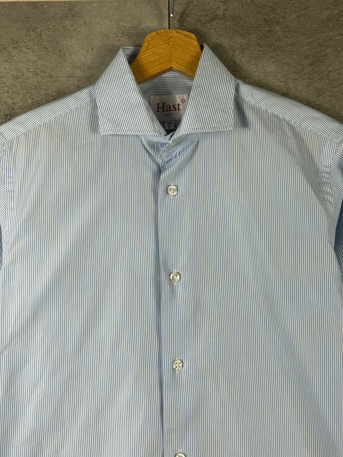 Hast Paris homme chemise formelle taille 36 XS fines rayures bleu blanc 100% coton – Hast – taille XS 4