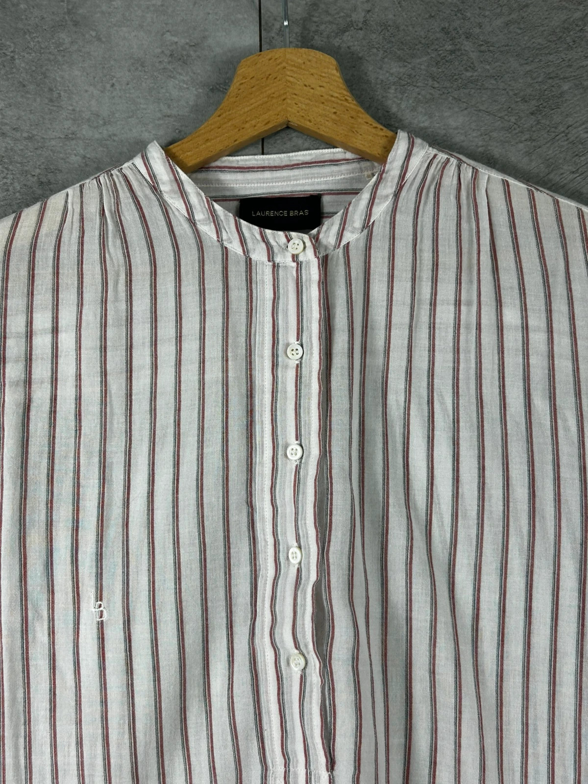 Laurence Bras femme blouse tunique taille 1 S oversize 100% coton rayée écru bordeaux noir – Laurence Bras – taille S / 36 / 8 4