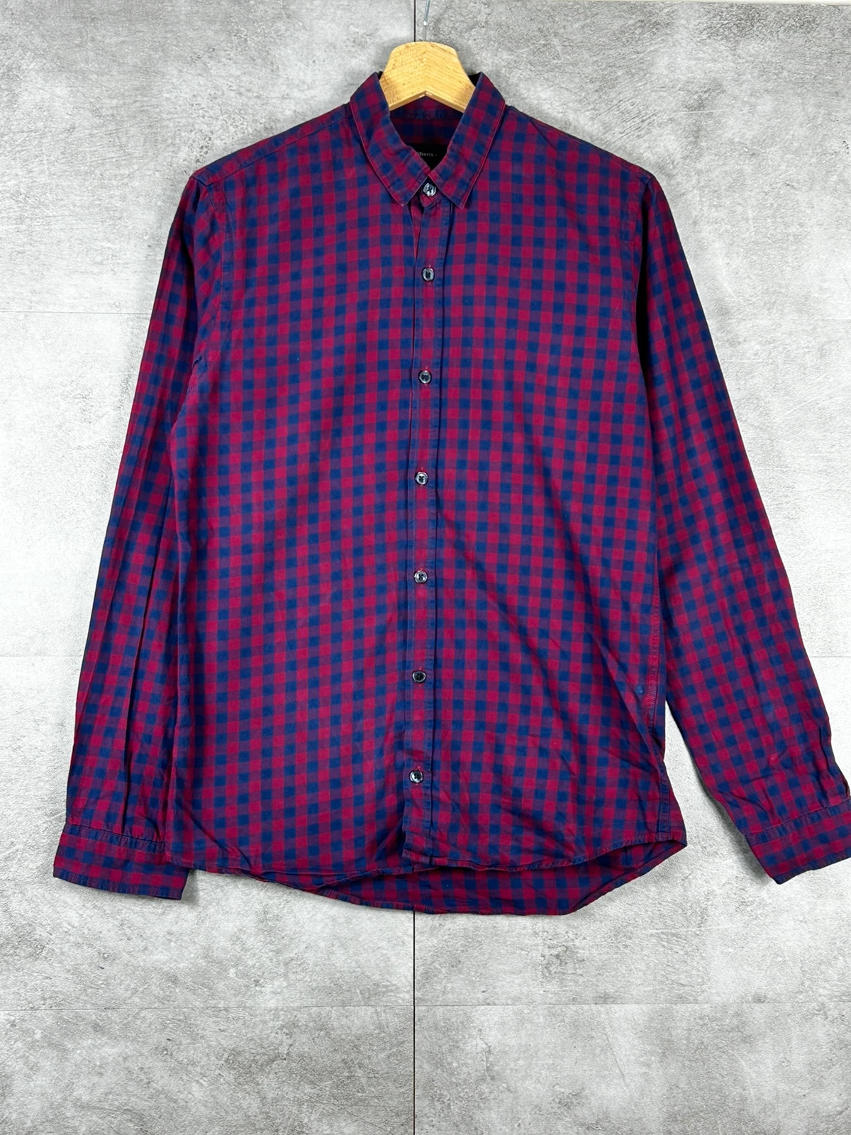 Balibaris homme chemise carreaux vichy taille XS coton bordeaux bleu marine