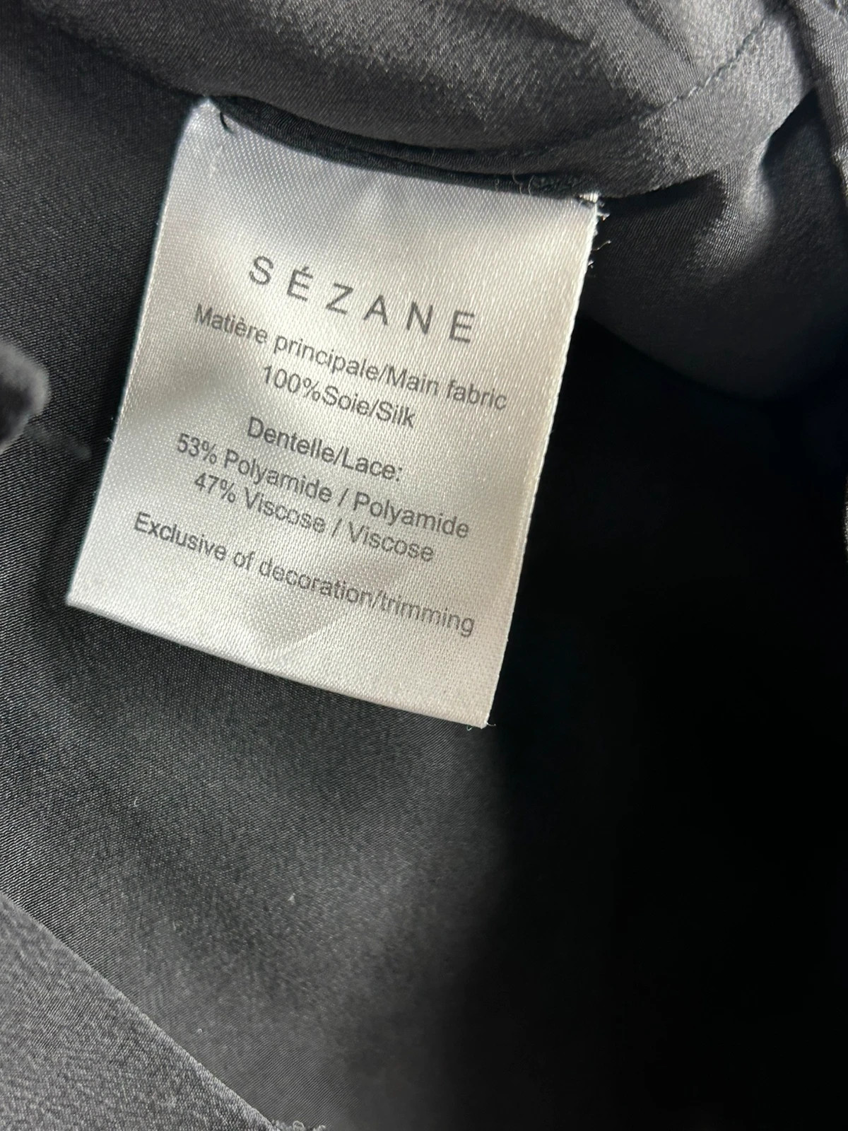Sézane femmes Adeline taille 38 chemise 100% soie dentelle noire – Sézane – taille M / 38 / 10 5