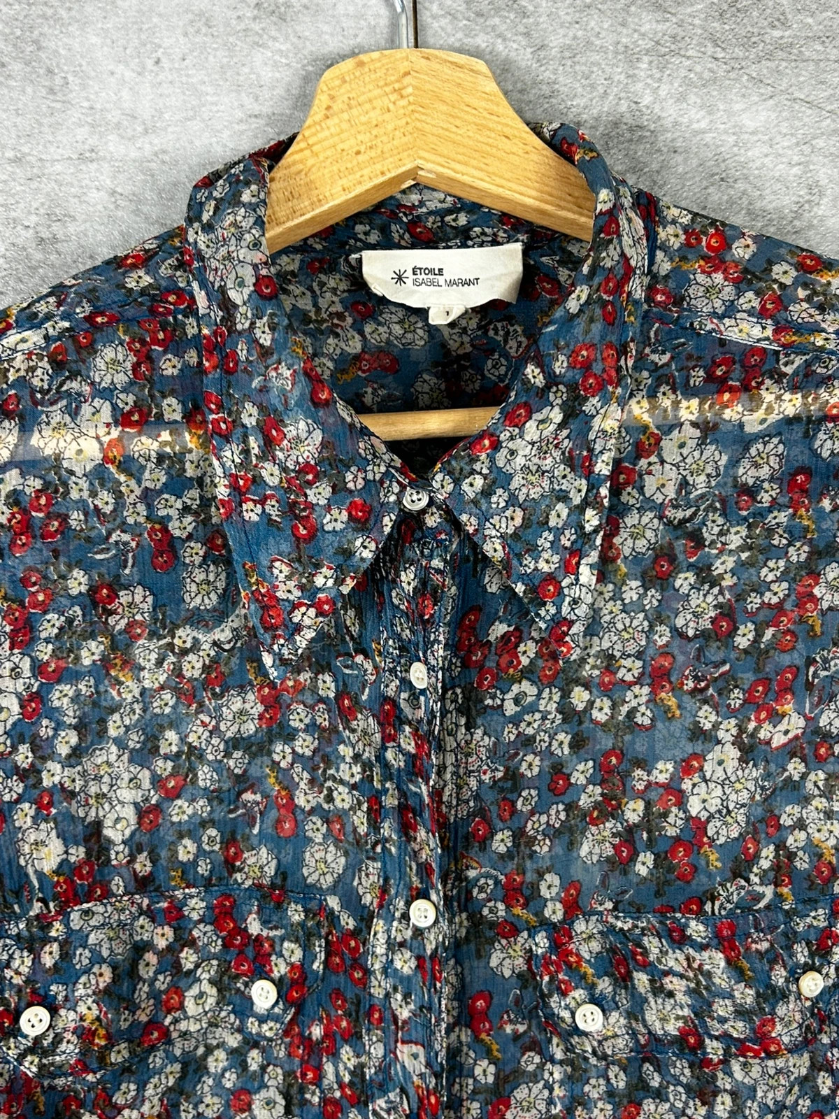 Étoile Isabel Marant femme chemise taille 1 100% soie fleurie bleu – Isabel Marant – taille S / 36 / 8 3