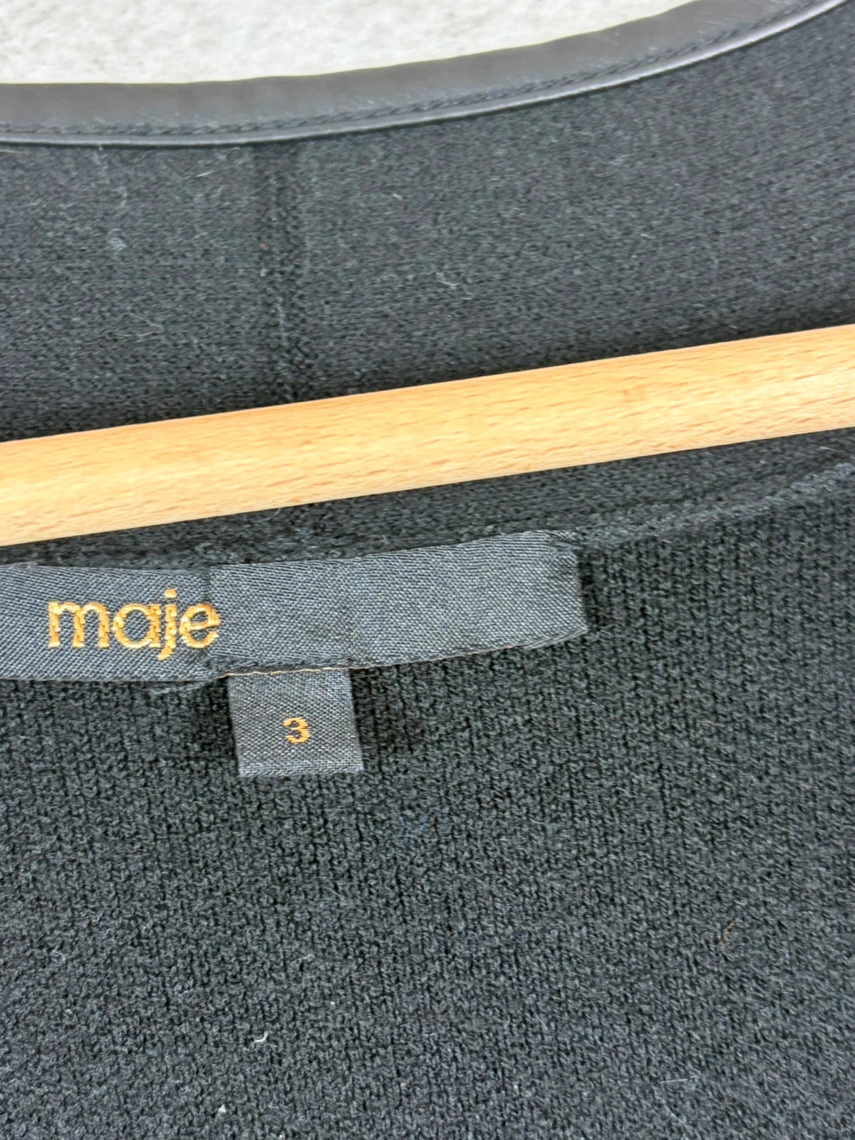 Maje femme cape veste taille 3 oversize laine franges détails cuir noir bohème chic – Maje – taille L / 40 / 12 5