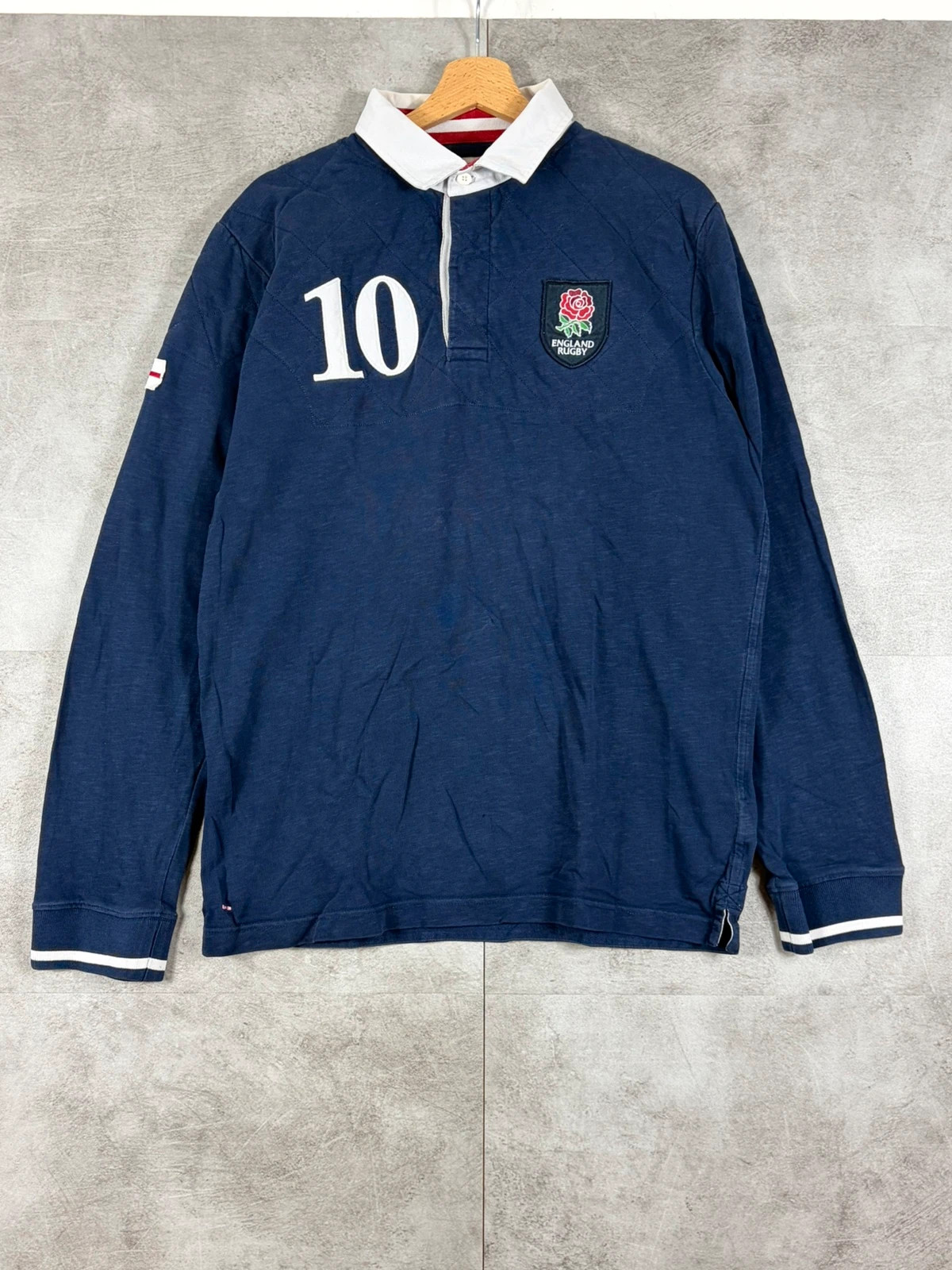 Eden Park hommes rugby England official product polo matelassé bleu marine numéro 10 taille L