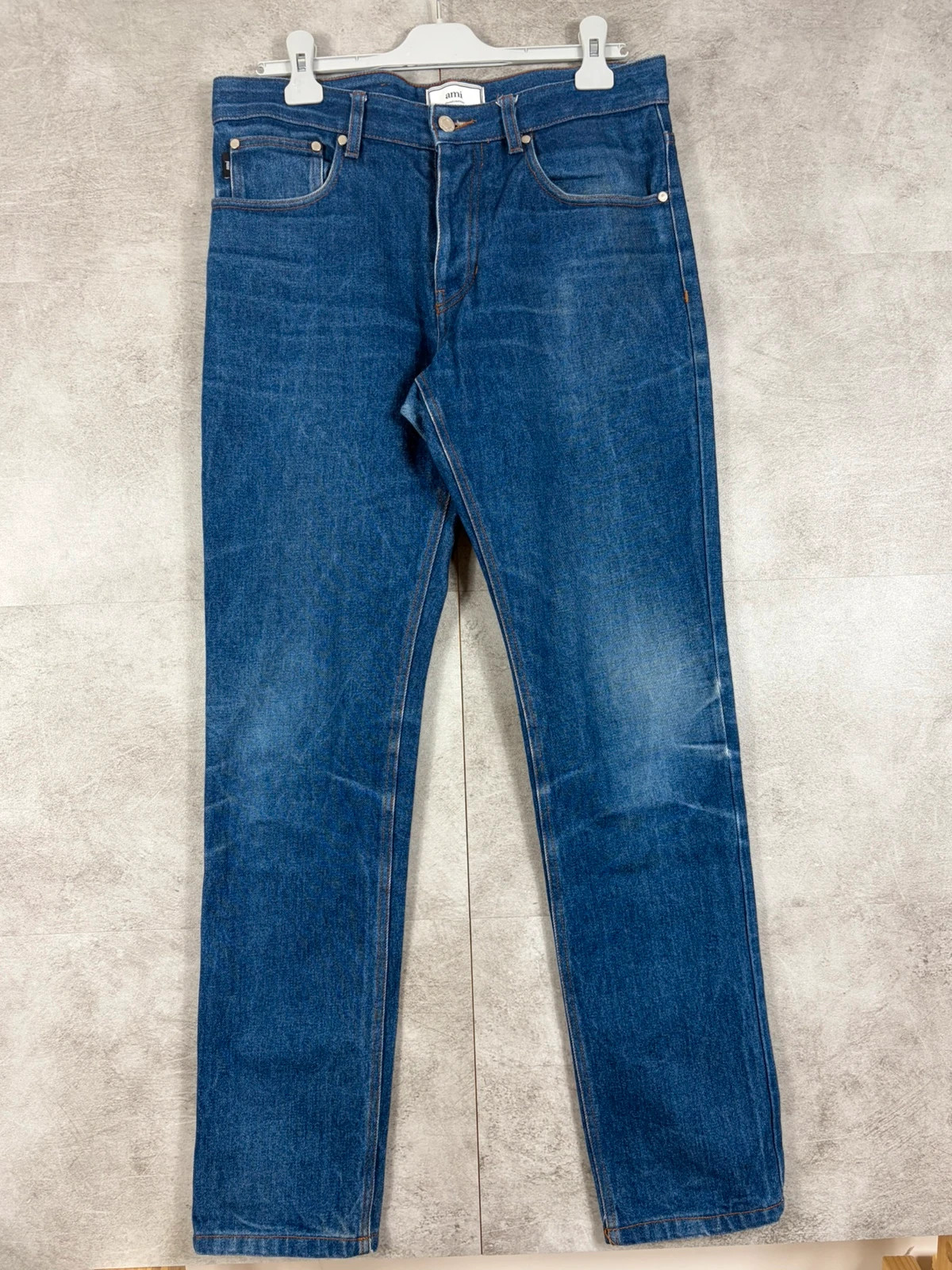 AMI Alexandre Mattiussi homme jean droit taille 32 denim bleu délavé Made in Portugal luxe