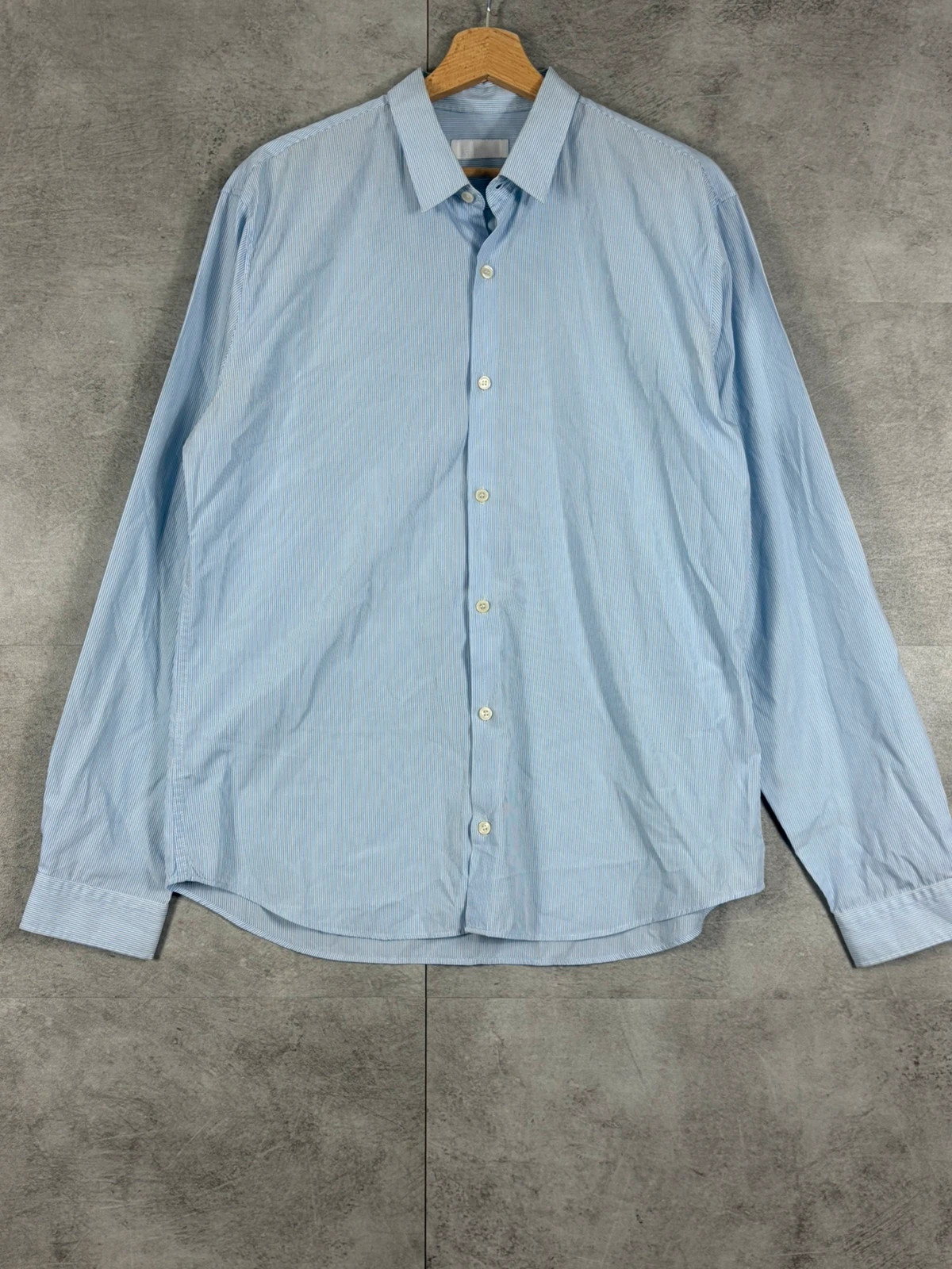 Balibaris hommes chemise rayée taille 41 coton bleu ciel business bureau casual classique