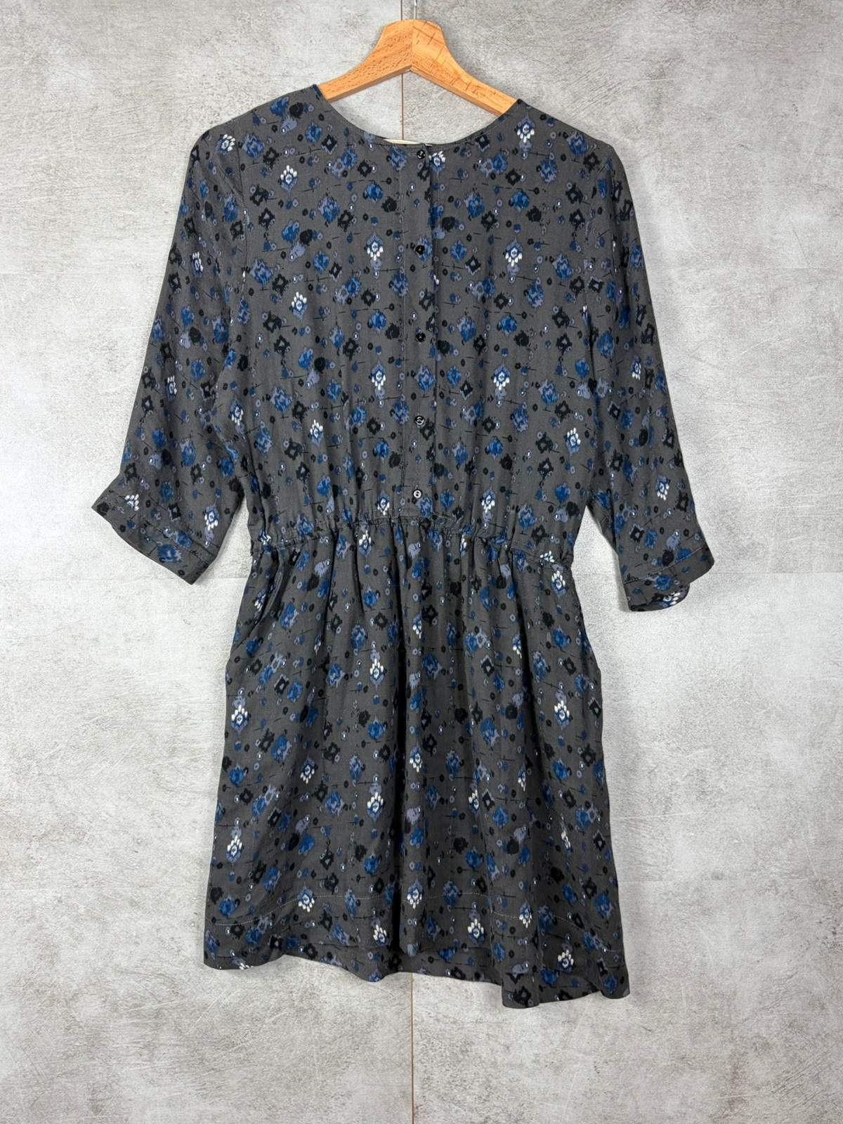 Sessùn femme robe Little Hawk taille S viscose imprimée bohème gris bleu