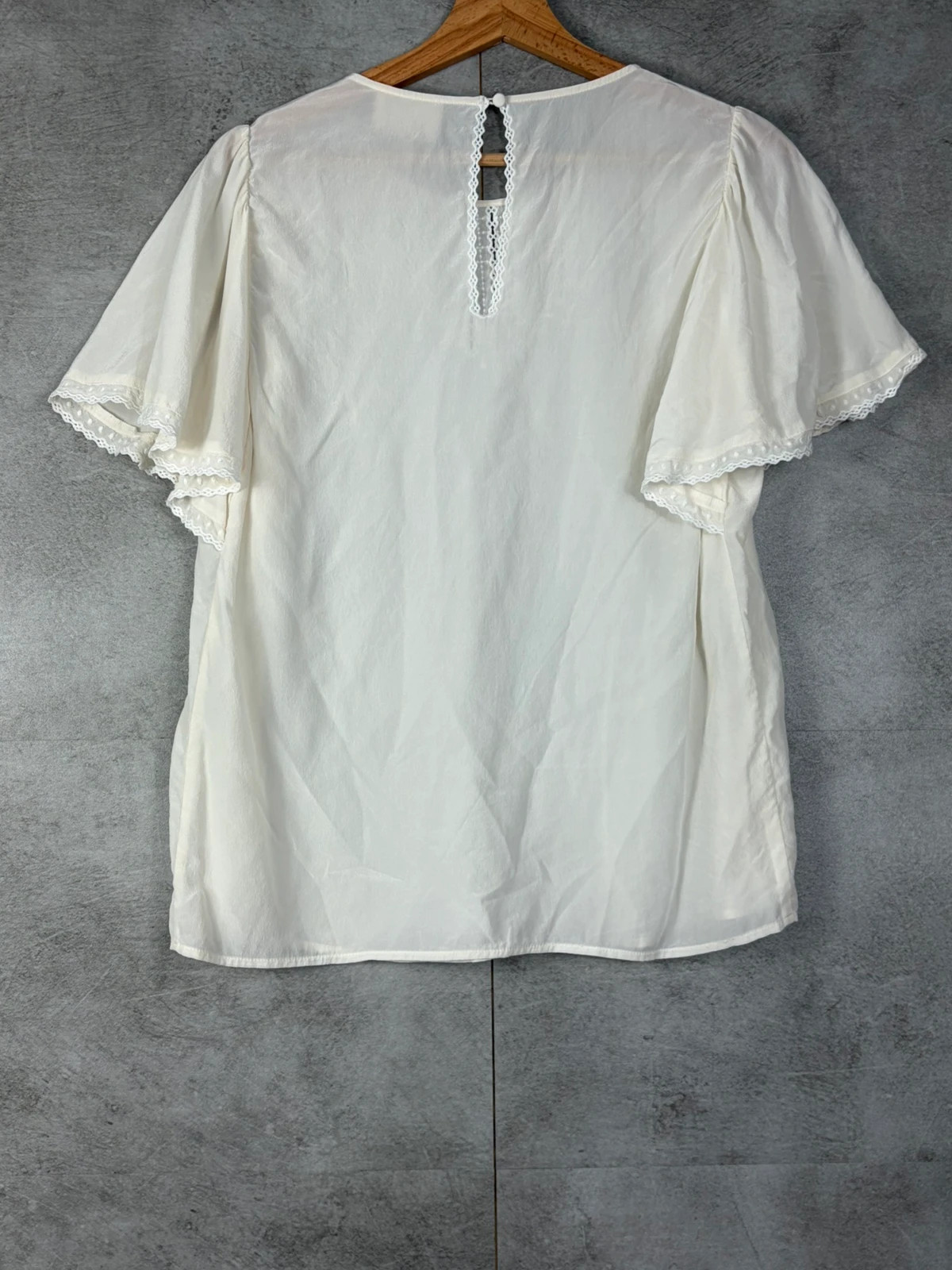 Sézane femme blouse taille 38 fluide broderie dentelle manches volantées écru – Sézane – taille M / 38 / 10 2