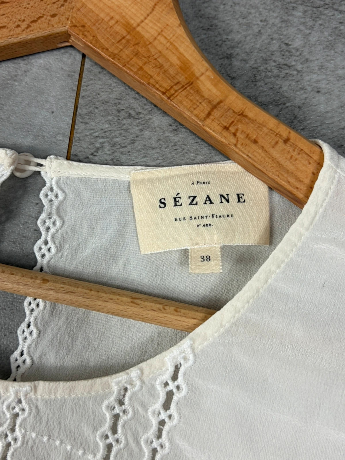 Sézane femme blouse taille 38 fluide broderie dentelle manches volantées écru – Sézane – taille M / 38 / 10 4