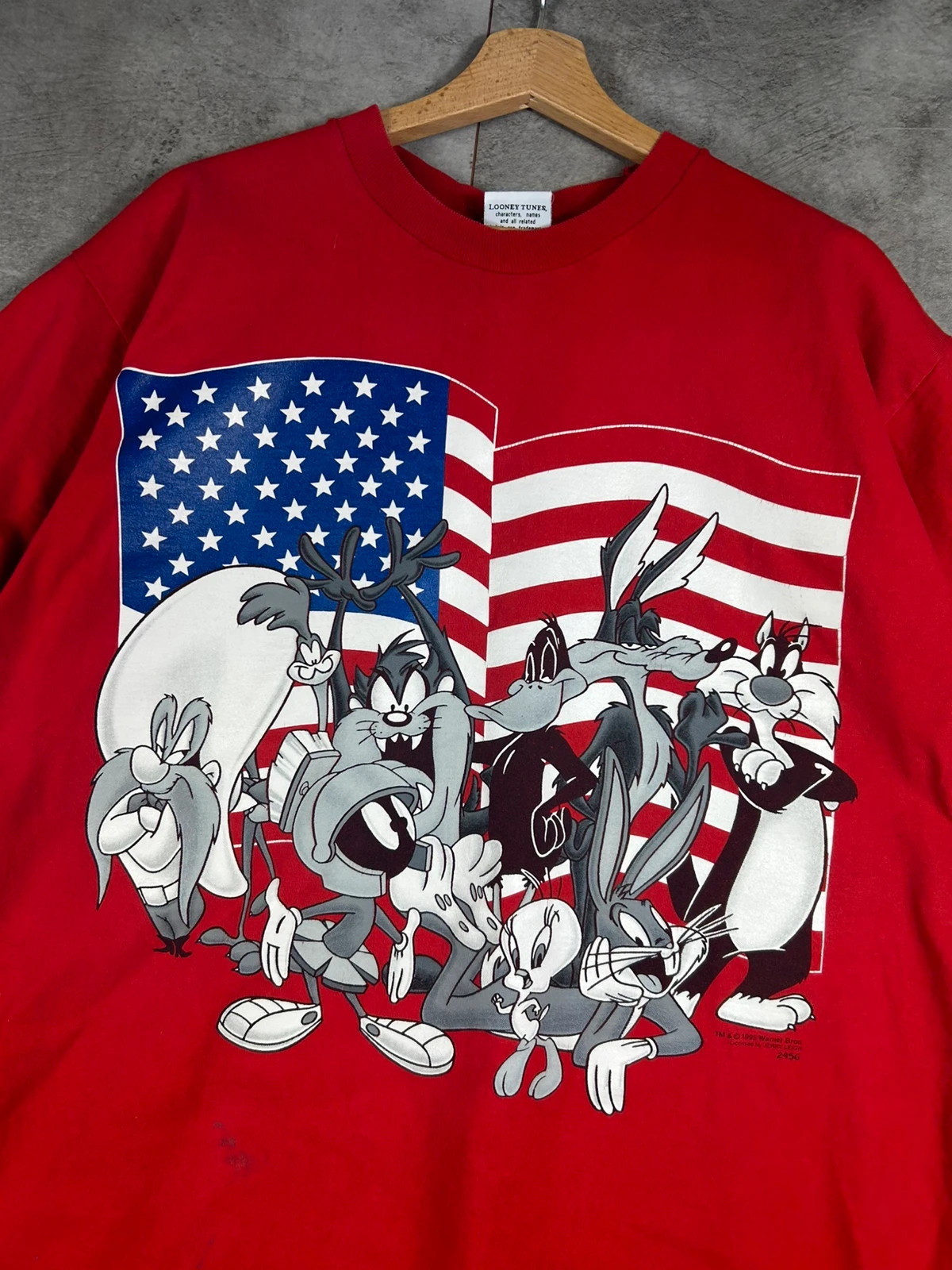 Looney Tunes hommes t-shirt vintage 1995 taille XL drapeau americain USA officiel – Looney Tunes – taille XL 3